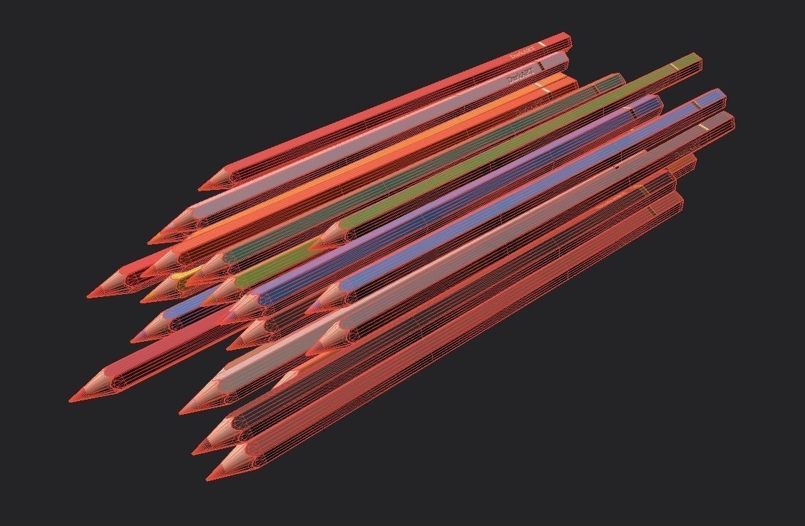 Colored Pencils 02 Low-poly 3D model_1
