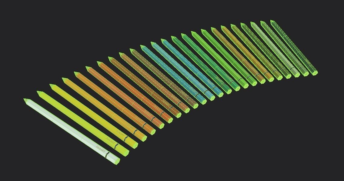 Colored Pencils 01 Low-poly 3D model_1
