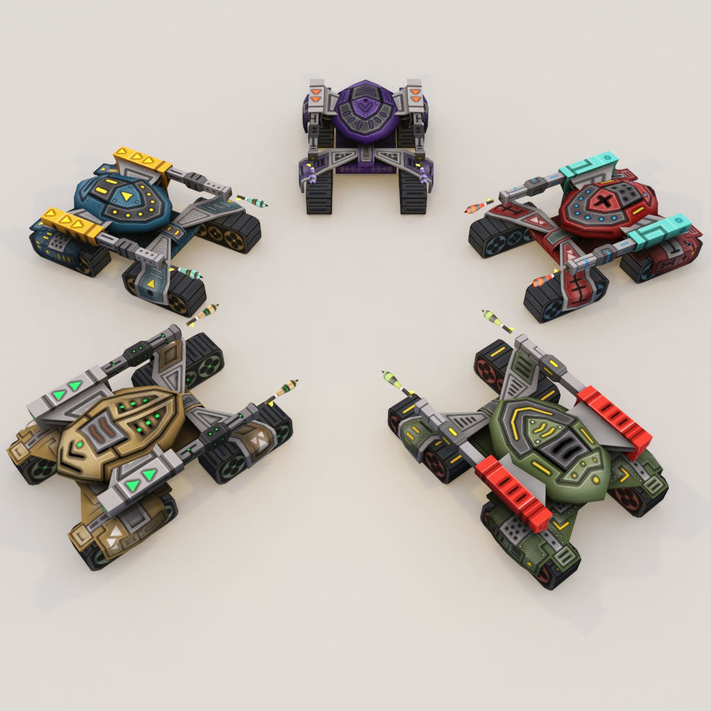 Filters Big Toon Sci Fi Ultra Tank Low-poly 3D model_3