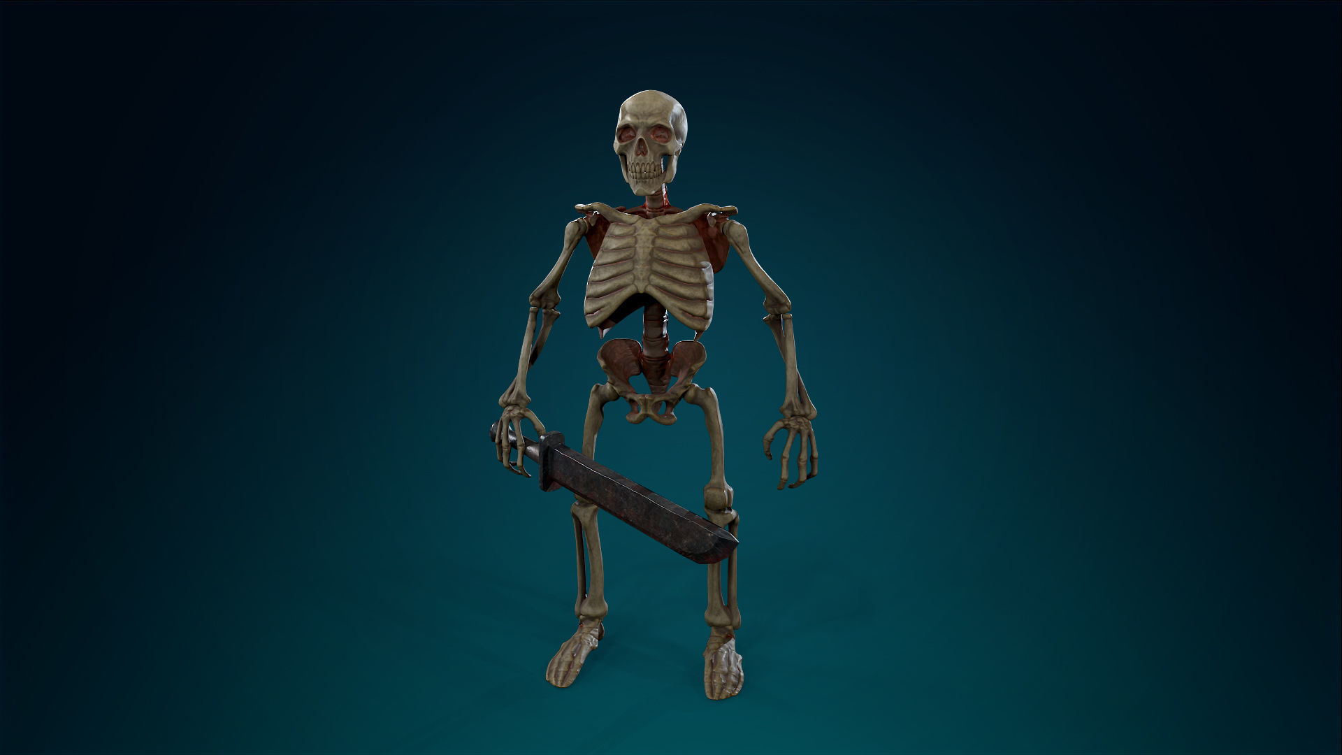 Skeleton Undead Warrior Default - Lowpoly - Game Ready Low-poly 3D model_19