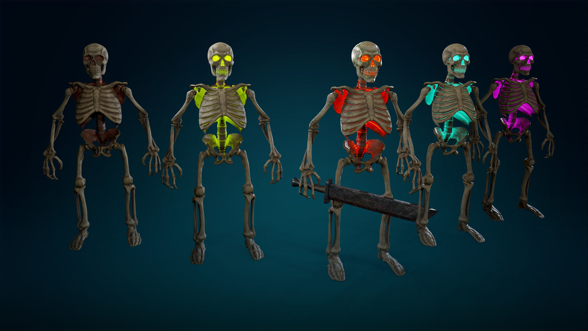 Skeleton Undead Warrior Default - Lowpoly - Game Ready Low-poly 3D model_20