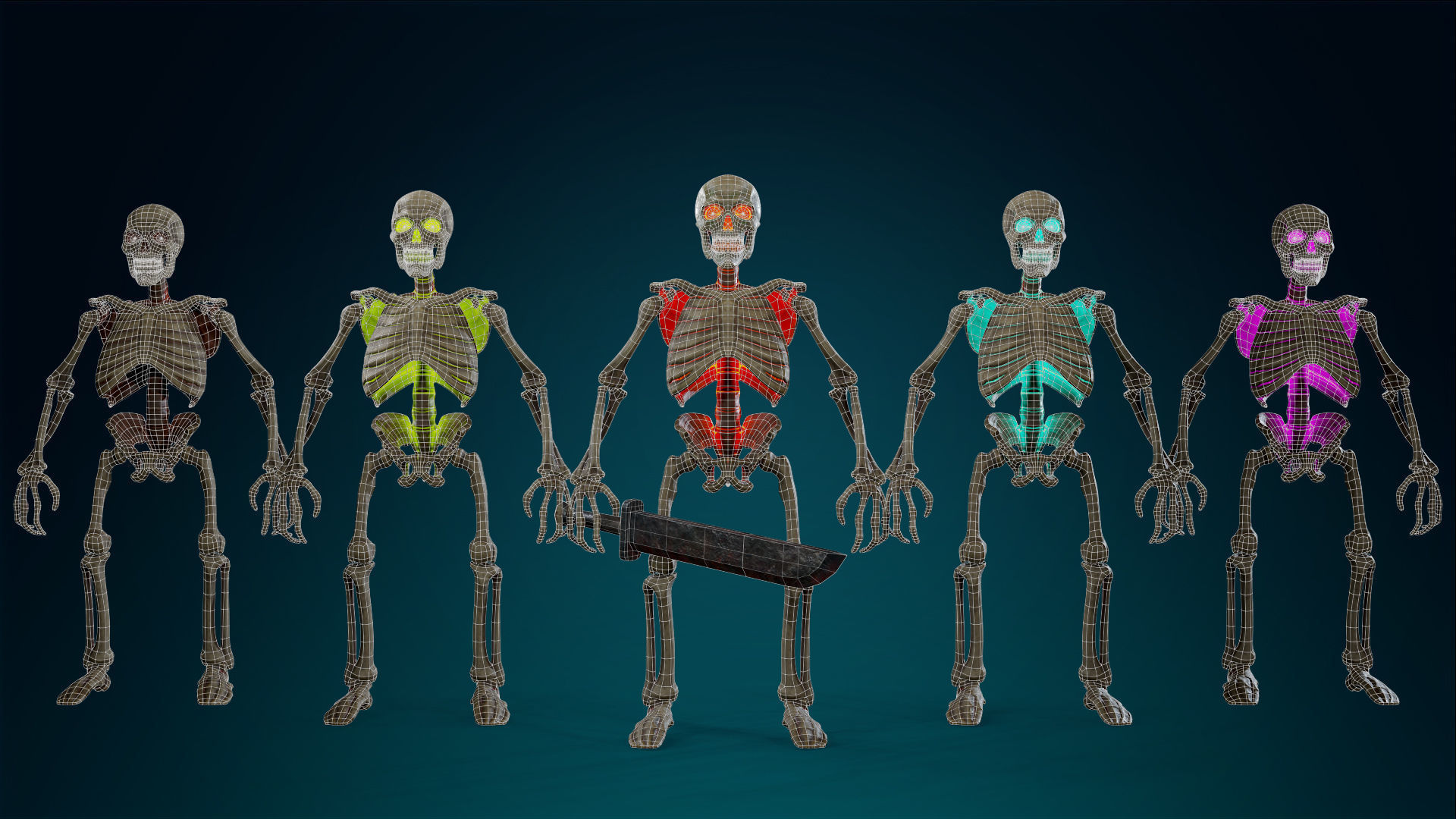 Skeleton Undead Warrior Default - Lowpoly - Game Ready Low-poly 3D model_3
