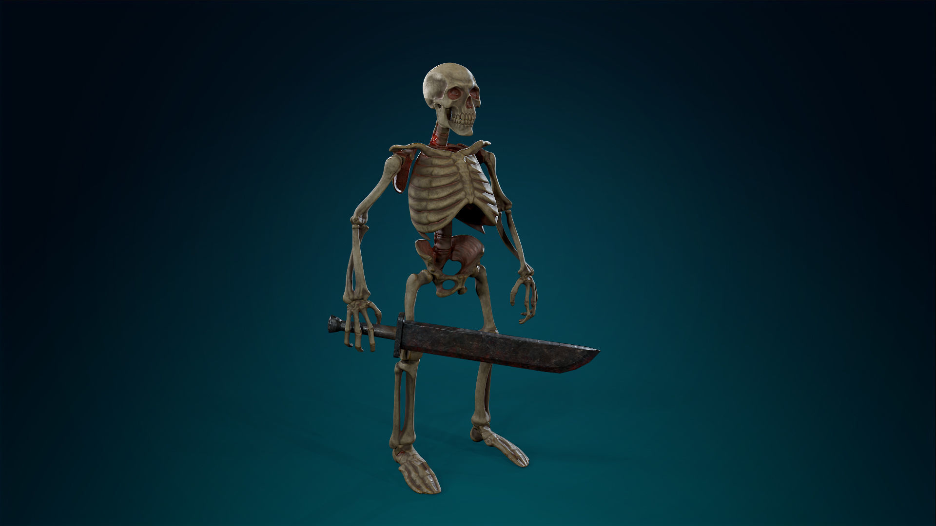 Skeleton Undead Warrior Default - Lowpoly - Game Ready Low-poly 3D model_5