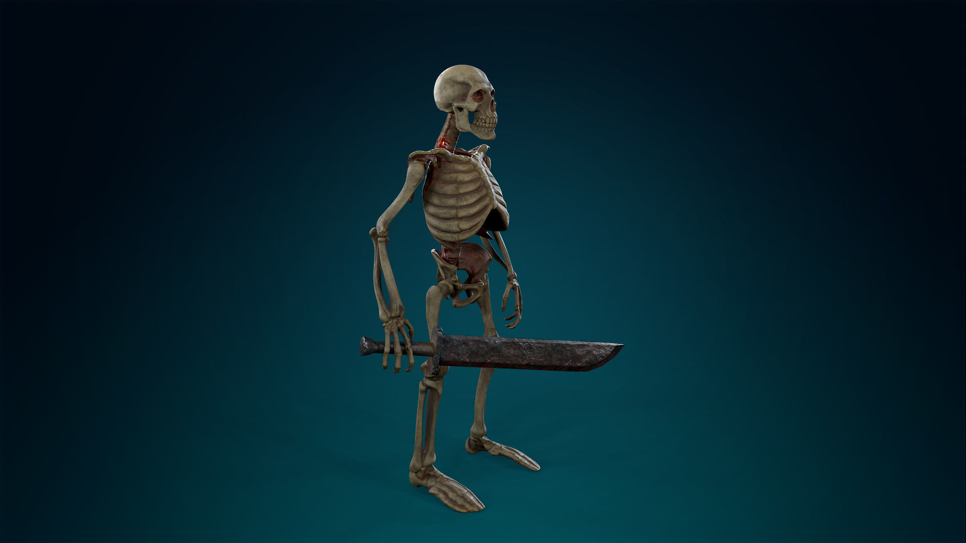 Skeleton Undead Warrior Default - Lowpoly - Game Ready Low-poly 3D model_6