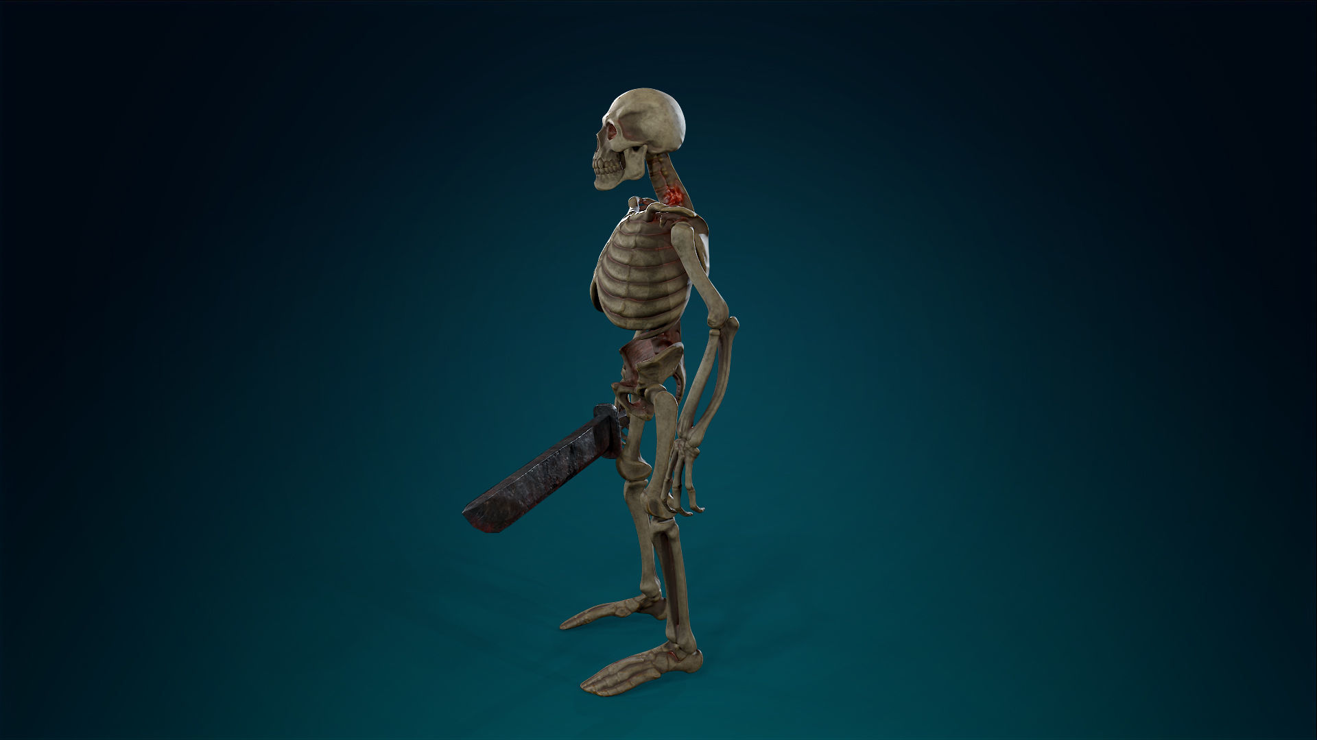 Skeleton Undead Warrior Default - Lowpoly - Game Ready Low-poly 3D model_16