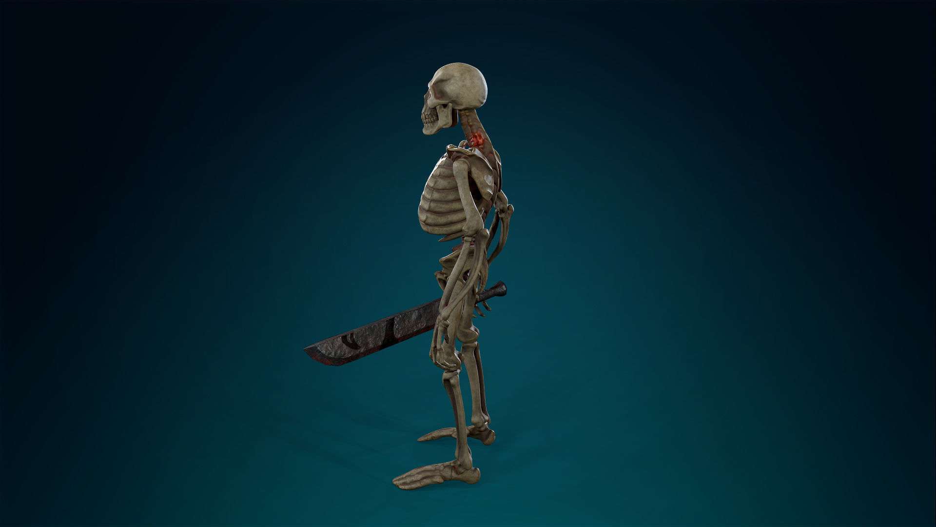 Skeleton Undead Warrior Default - Lowpoly - Game Ready Low-poly 3D model_15