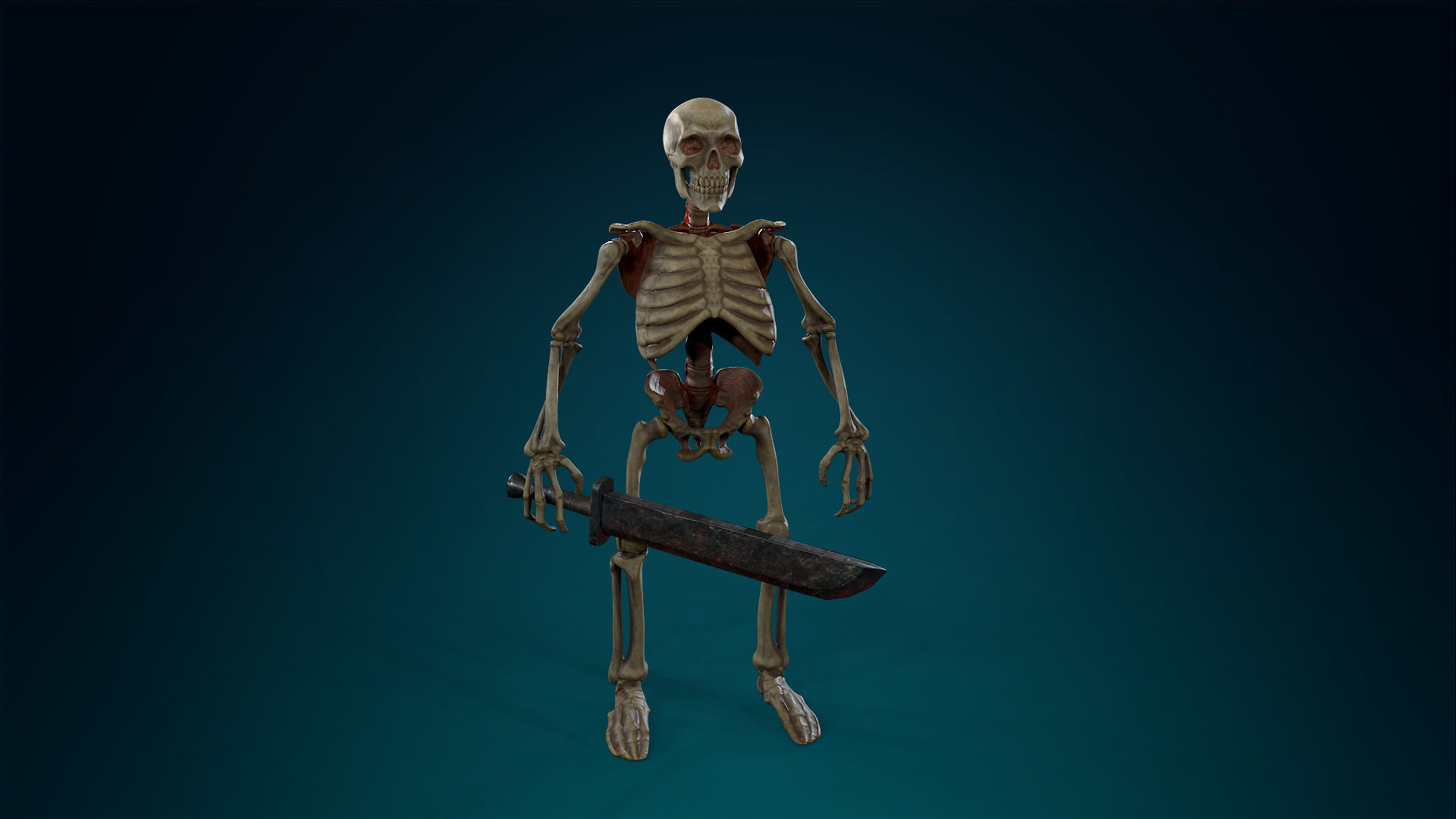 Skeleton Undead Warrior Default - Lowpoly - Game Ready Low-poly 3D model_4