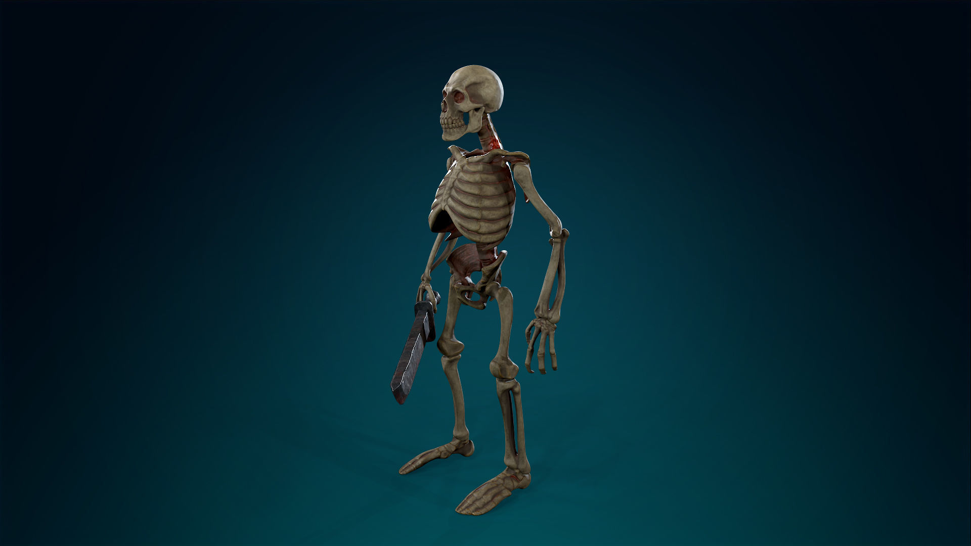 Skeleton Undead Warrior Default - Lowpoly - Game Ready Low-poly 3D model_17