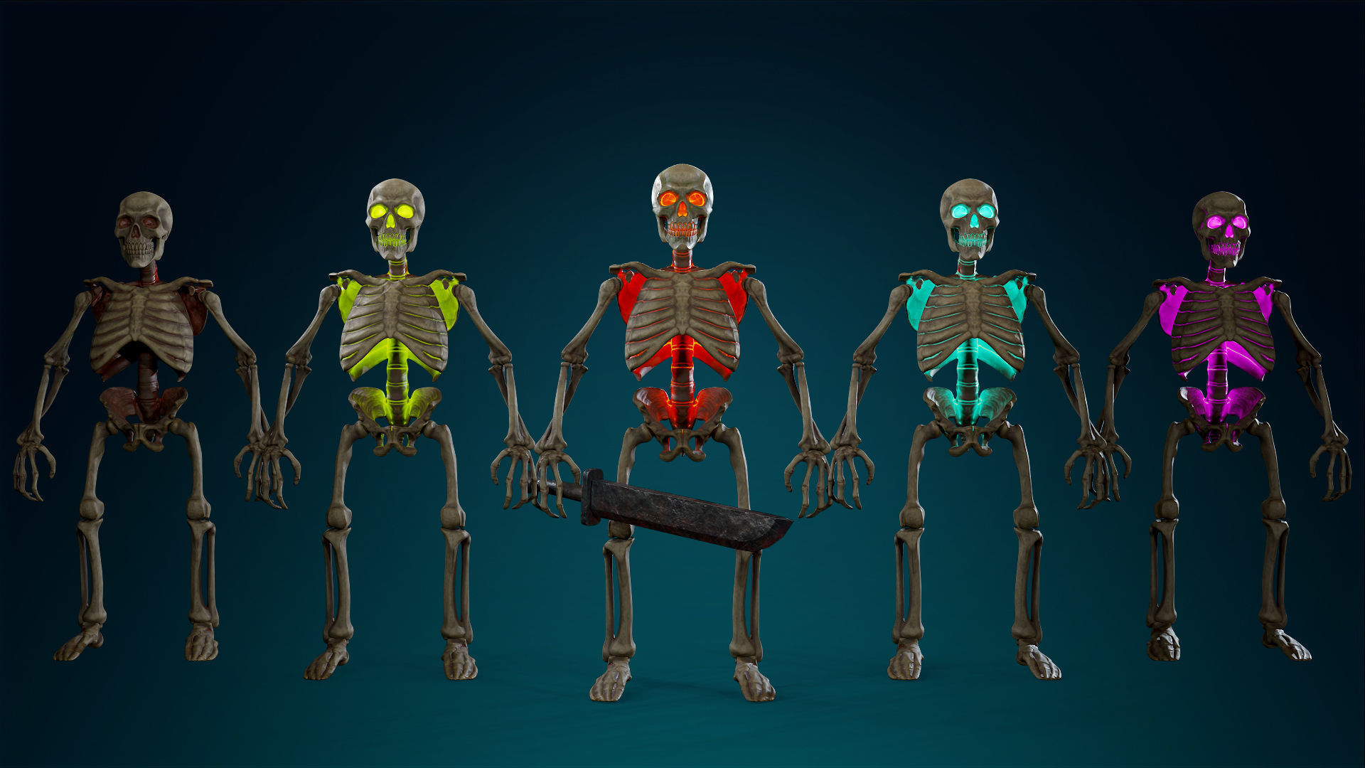 Skeleton Undead Warrior Default - Lowpoly - Game Ready Low-poly 3D model_2