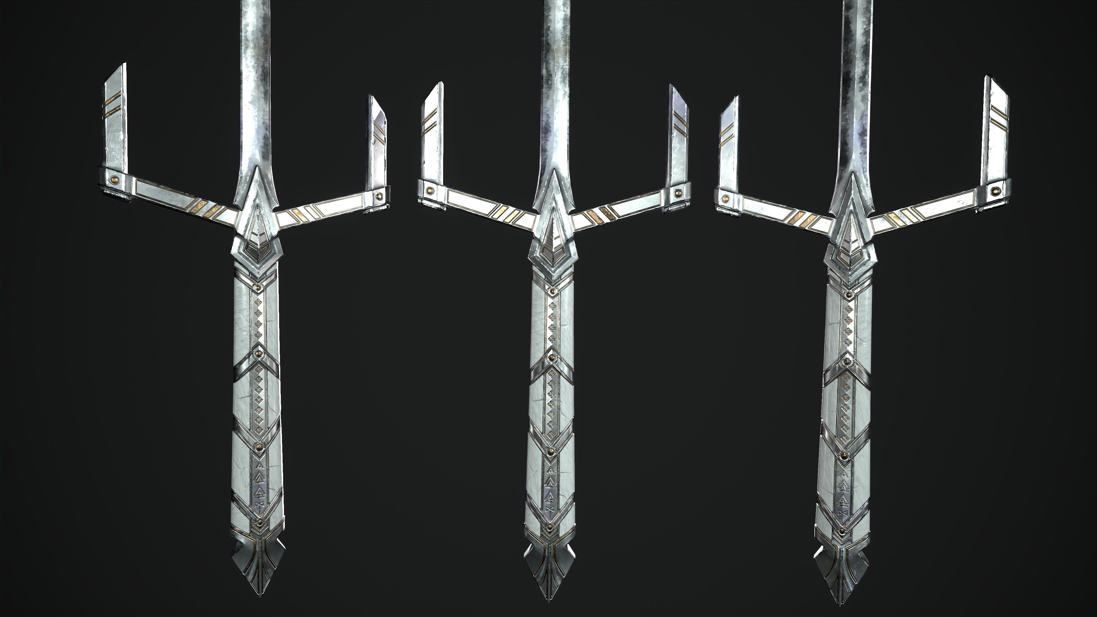 Fantazy Sword Melee Weapon Low-poly 3D model_4