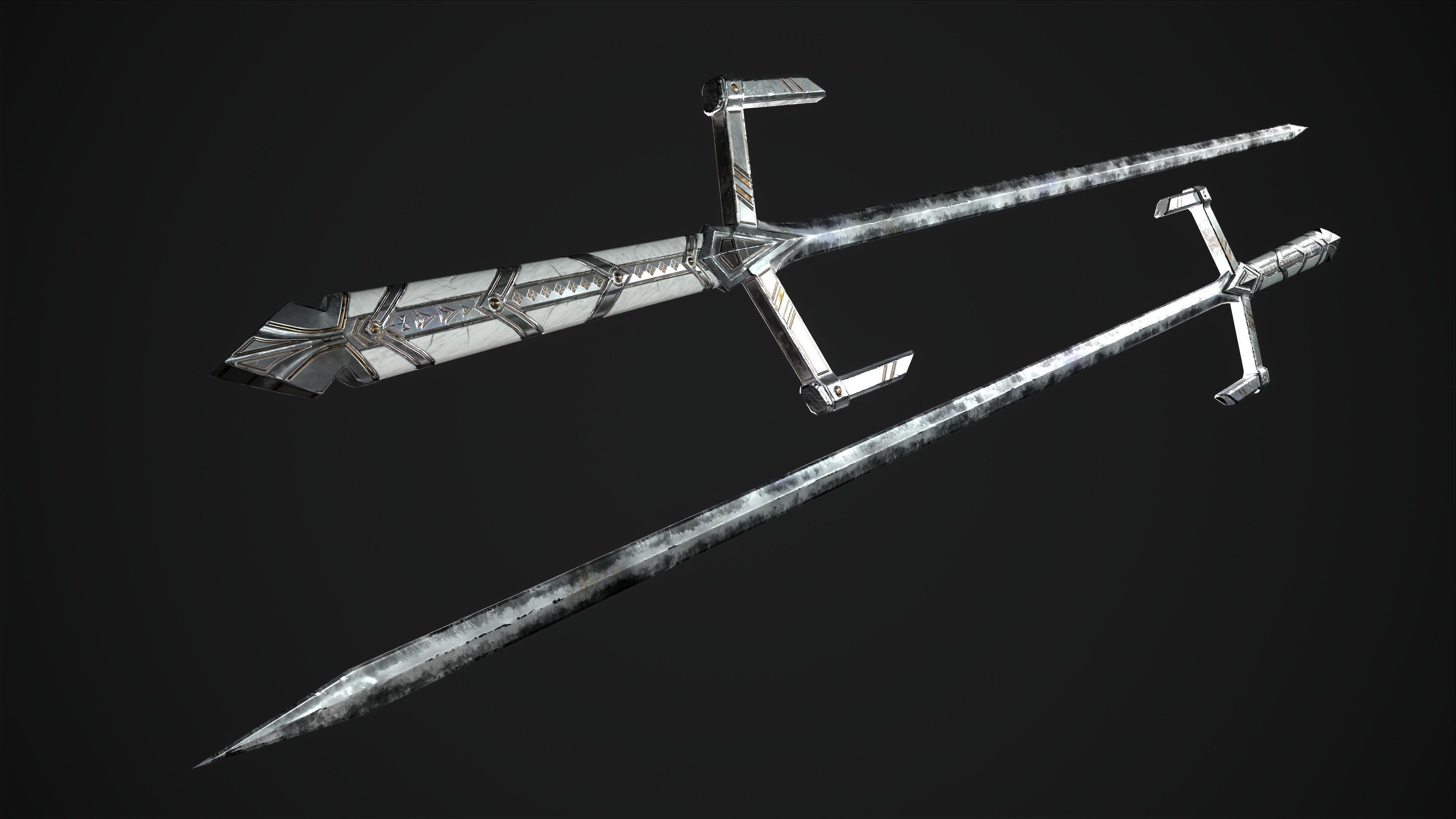 Fantazy Sword Melee Weapon Low-poly 3D model_7