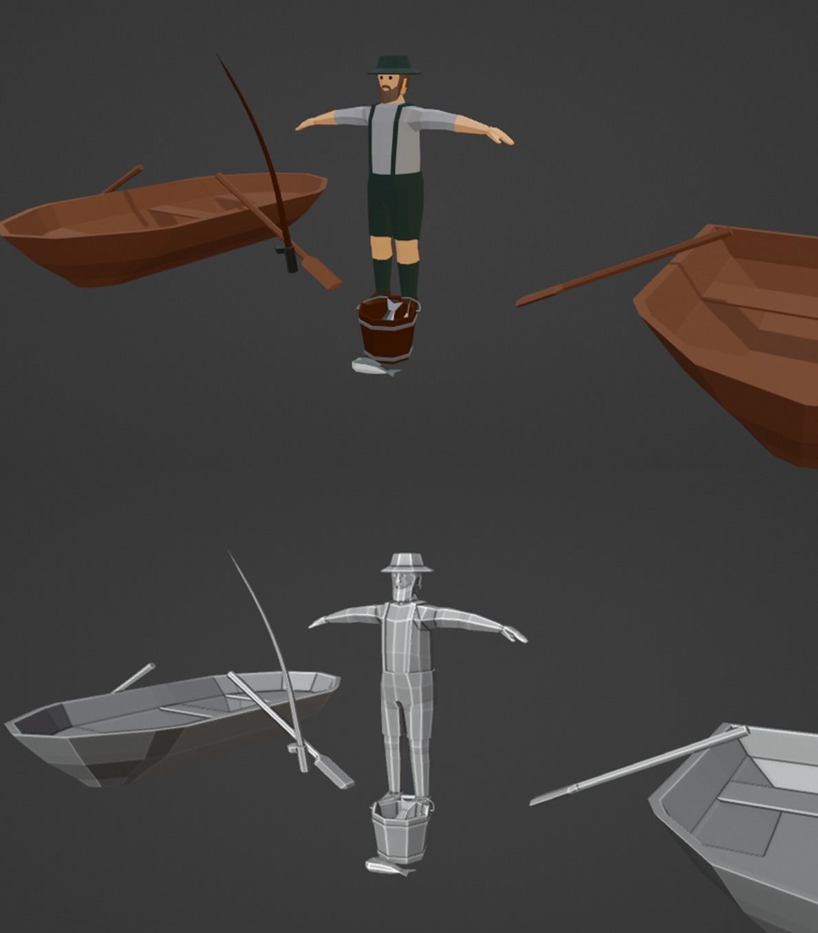 Fisherman low poly Low-poly 3D model_1