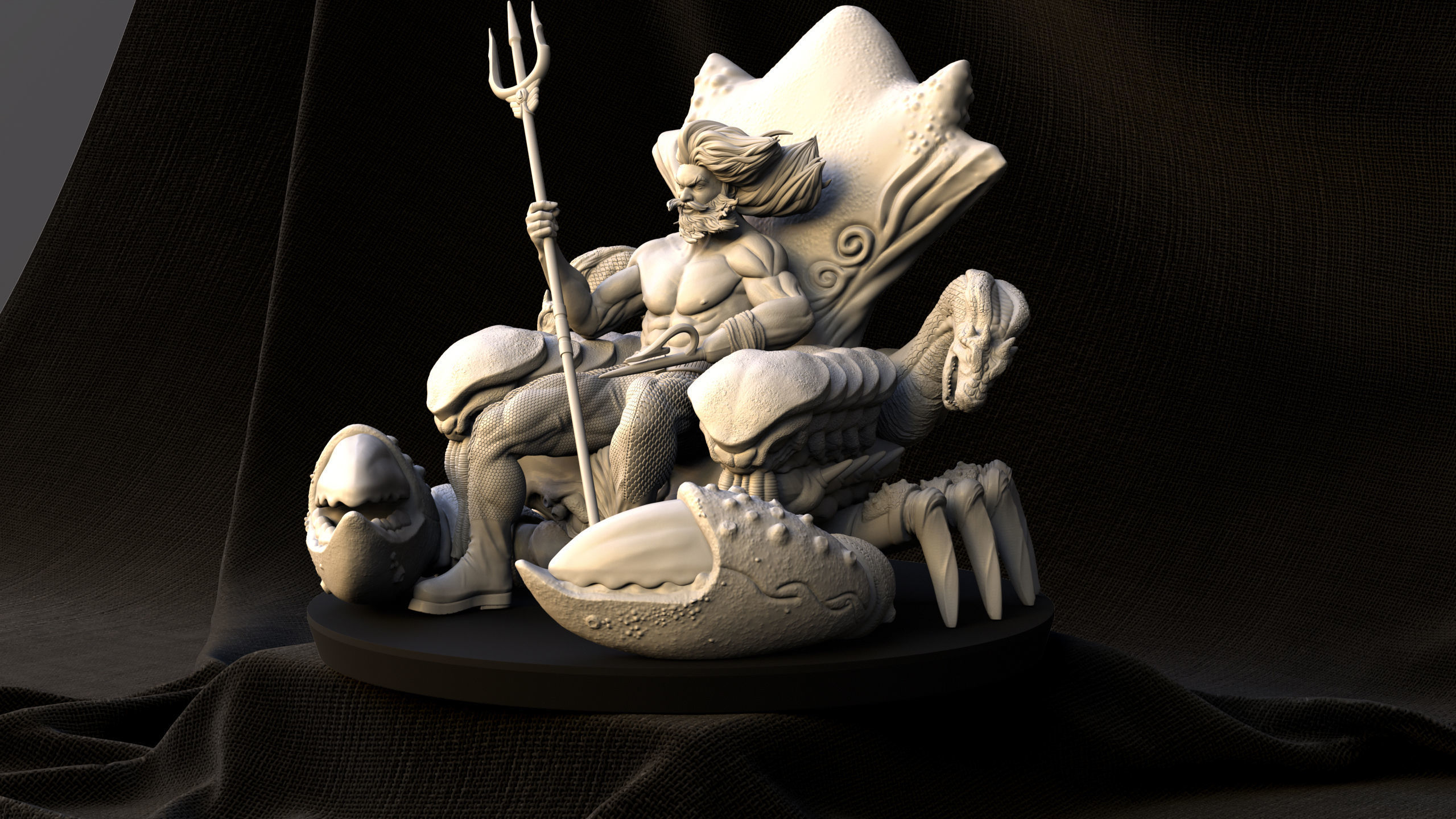 Aquaman on the Throne of Atlantis 3D print model_11