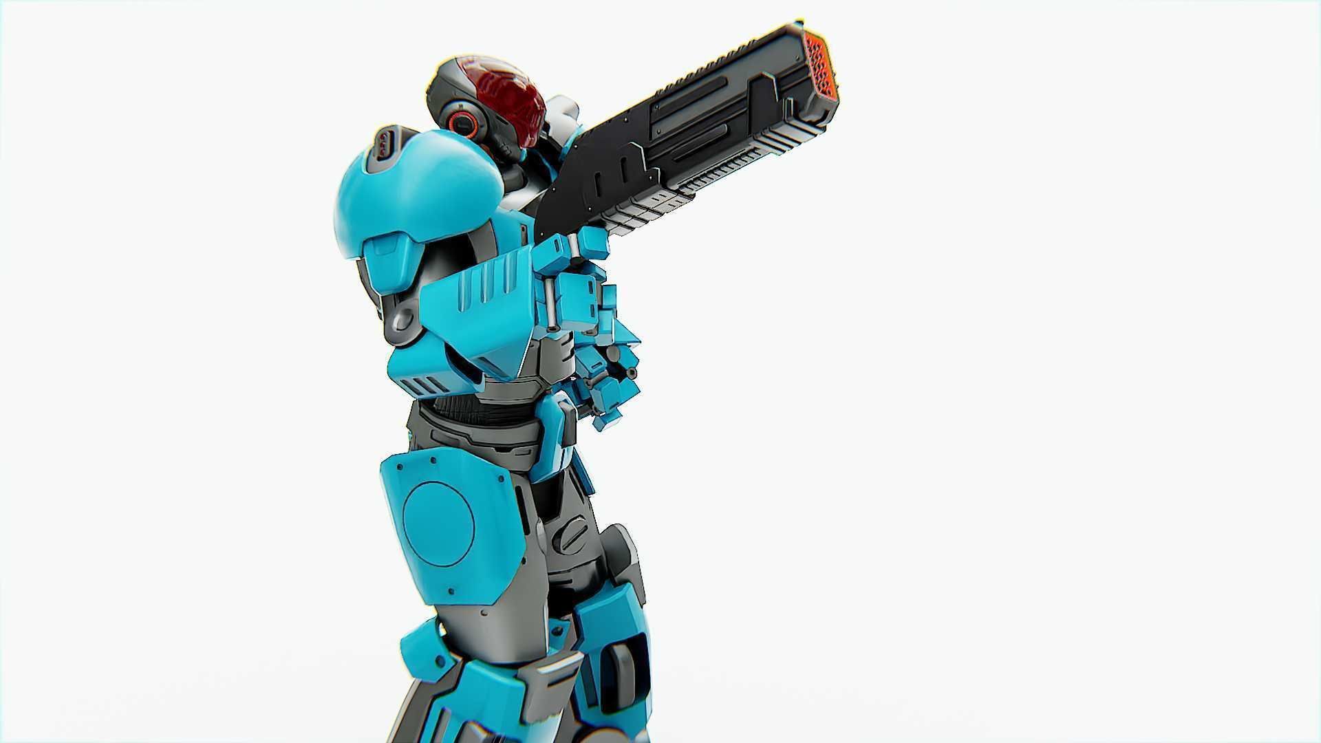 CYBER COP X-3000 Rigged for Unreal Engine - Unity - MIXAMO  3D model_10