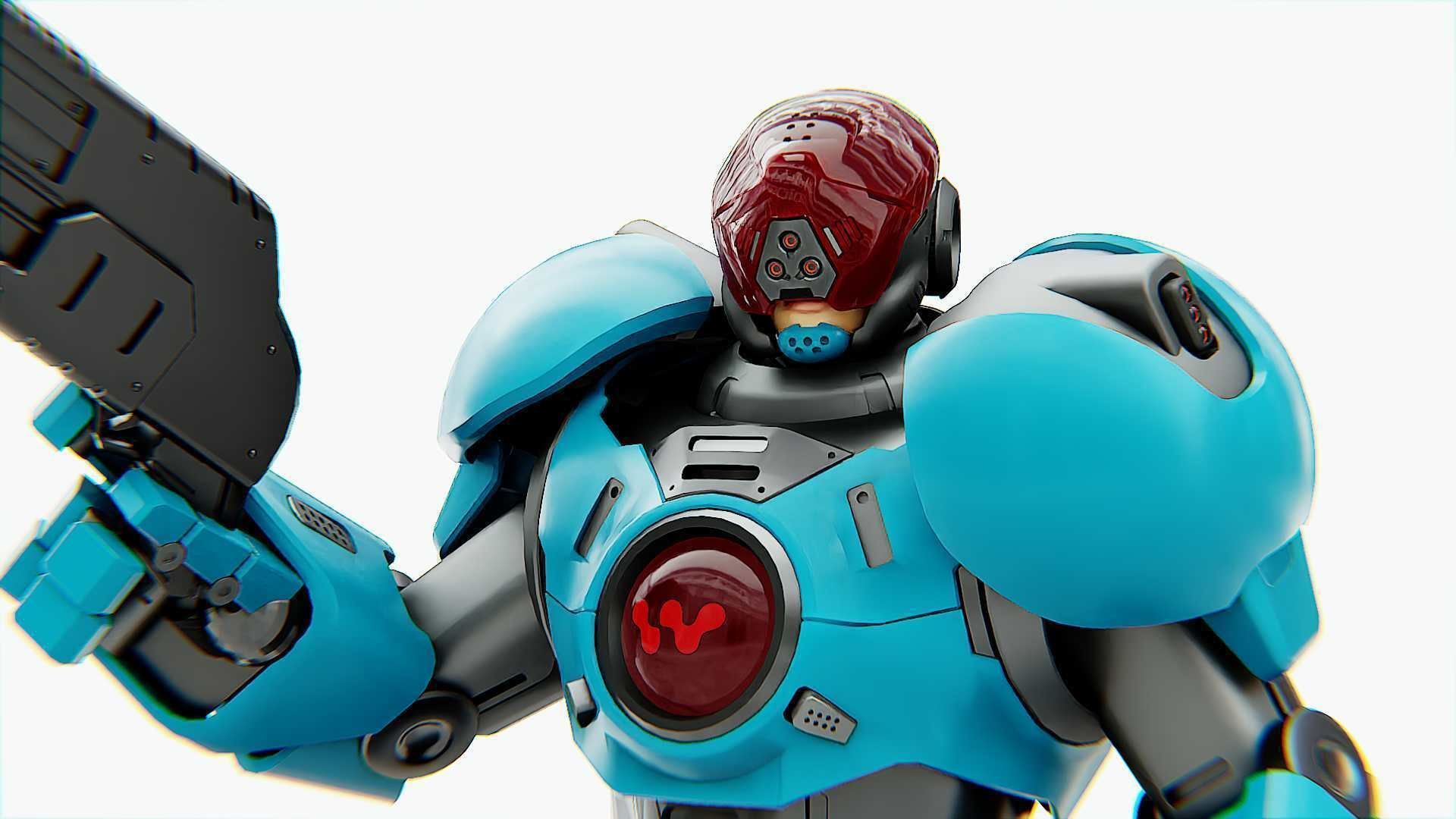 CYBER COP X-3000 Rigged for Unreal Engine - Unity - MIXAMO  3D model_19