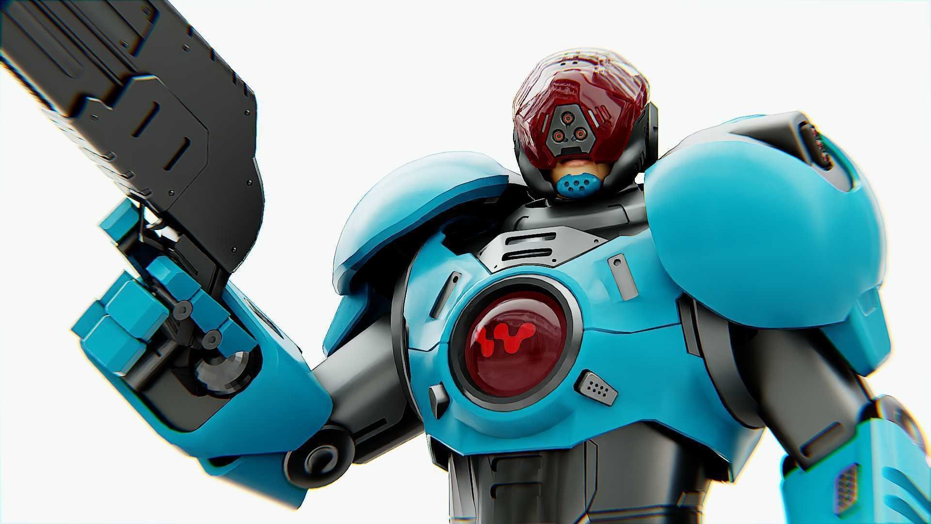 CYBER COP X-3000 Rigged for Unreal Engine - Unity - MIXAMO  3D model_13