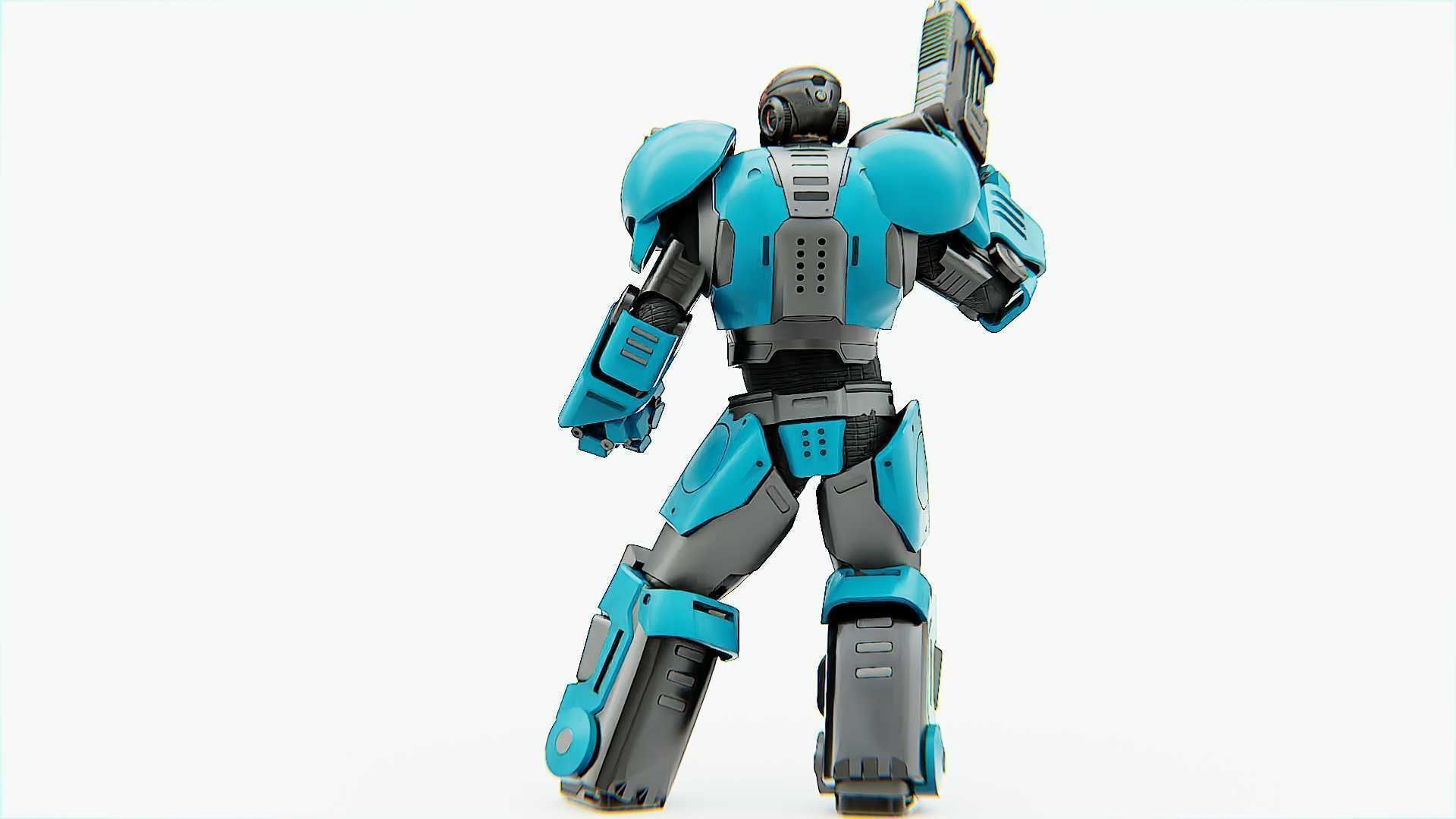 CYBER COP X-3000 Rigged for Unreal Engine - Unity - MIXAMO  3D model_7