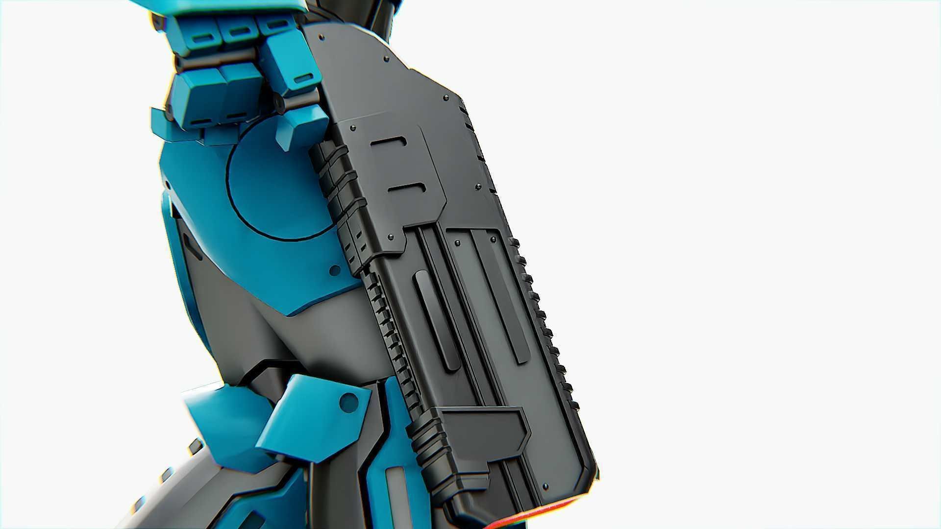 CYBER COP X-3000 Rigged for Unreal Engine - Unity - MIXAMO  3D model_28