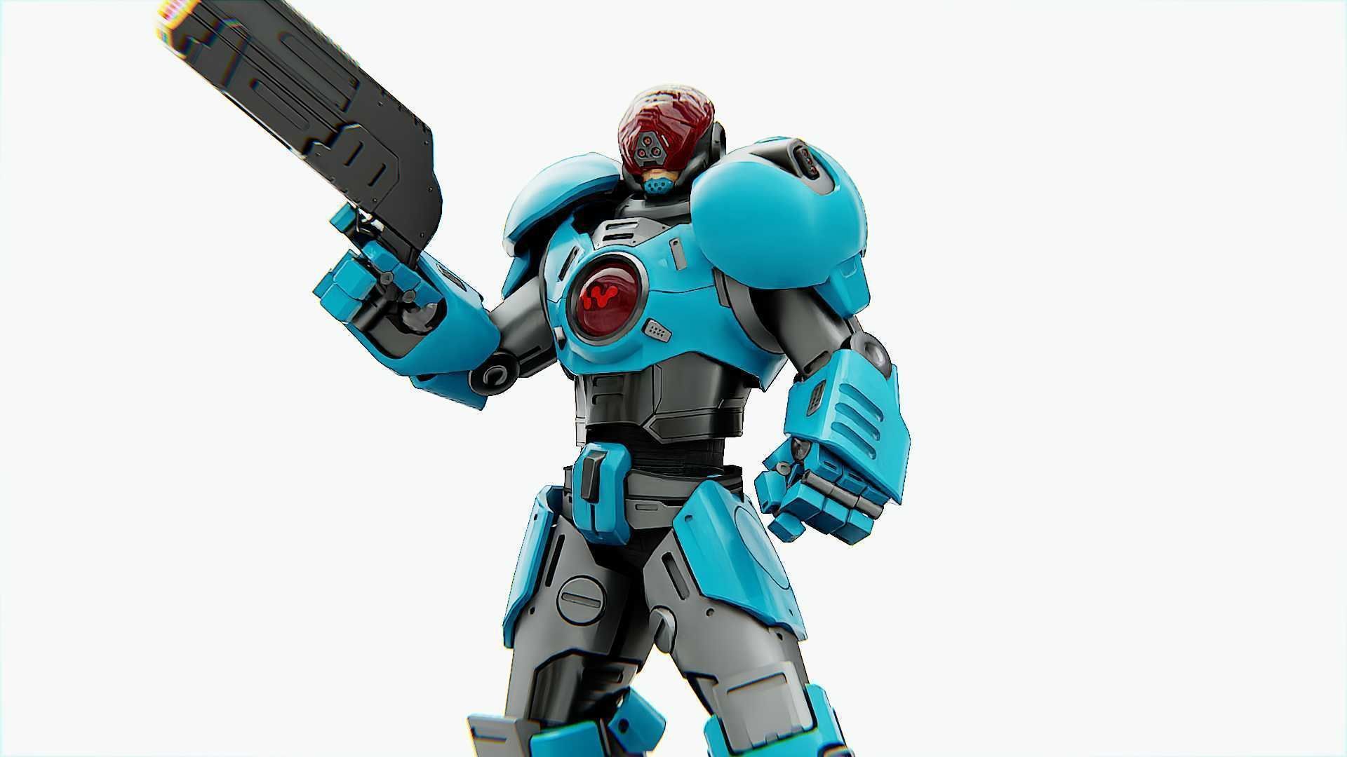 CYBER COP X-3000 Rigged for Unreal Engine - Unity - MIXAMO  3D model_2