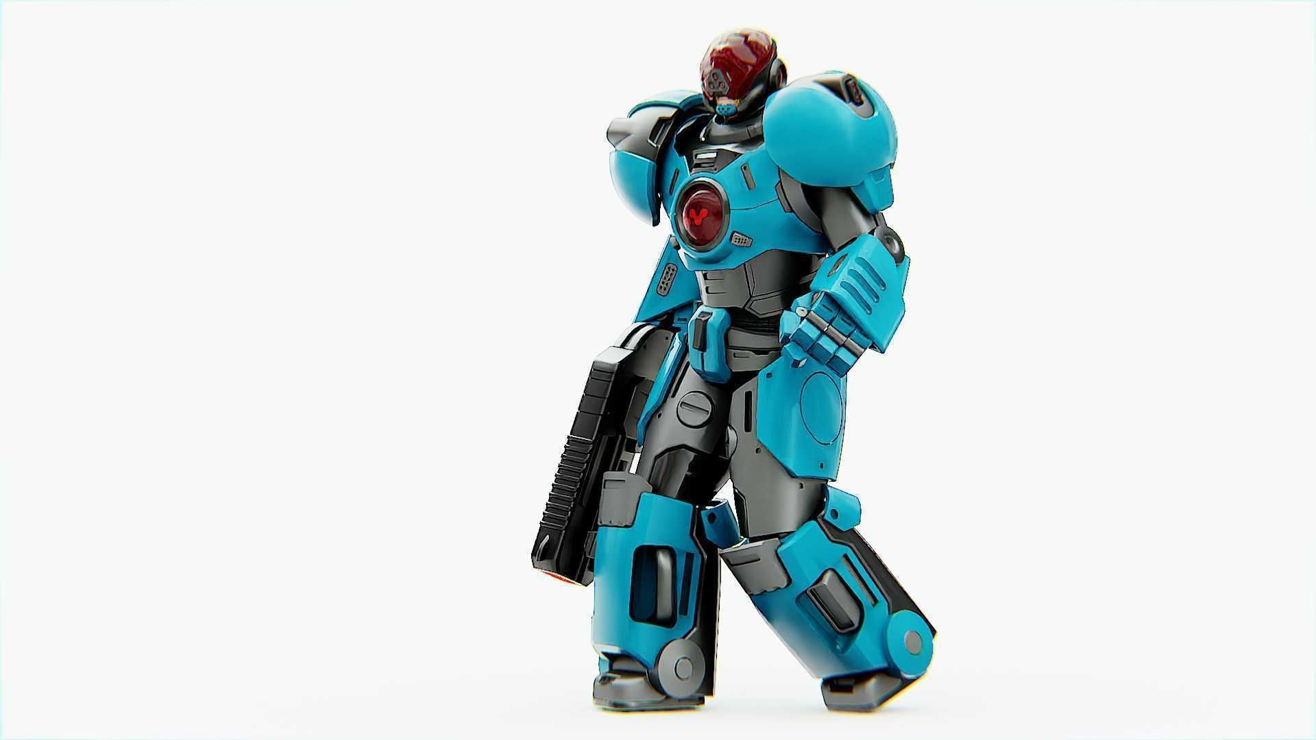 CYBER COP X-3000 Rigged for Unreal Engine - Unity - MIXAMO  3D model_23