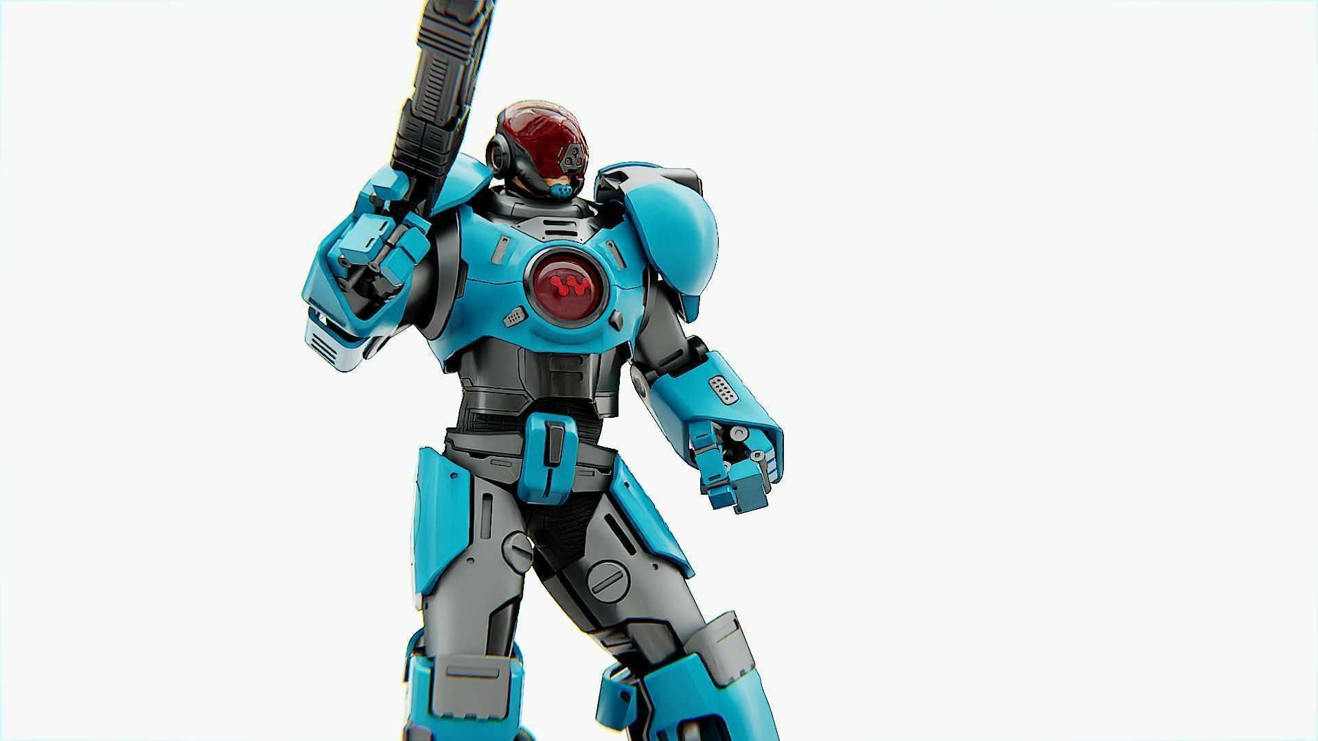 CYBER COP X-3000 Rigged for Unreal Engine - Unity - MIXAMO  3D model_11