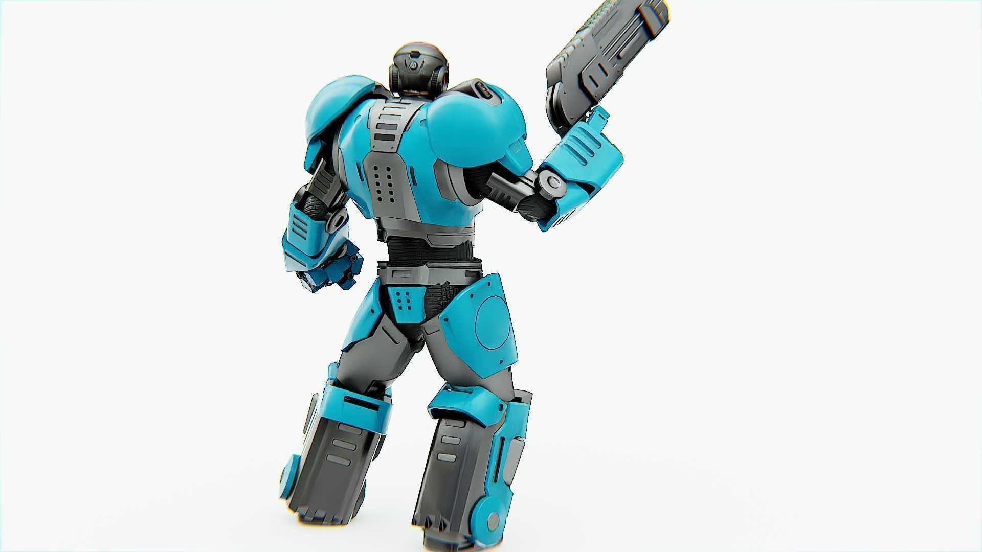 CYBER COP X-3000 Rigged for Unreal Engine - Unity - MIXAMO  3D model_8