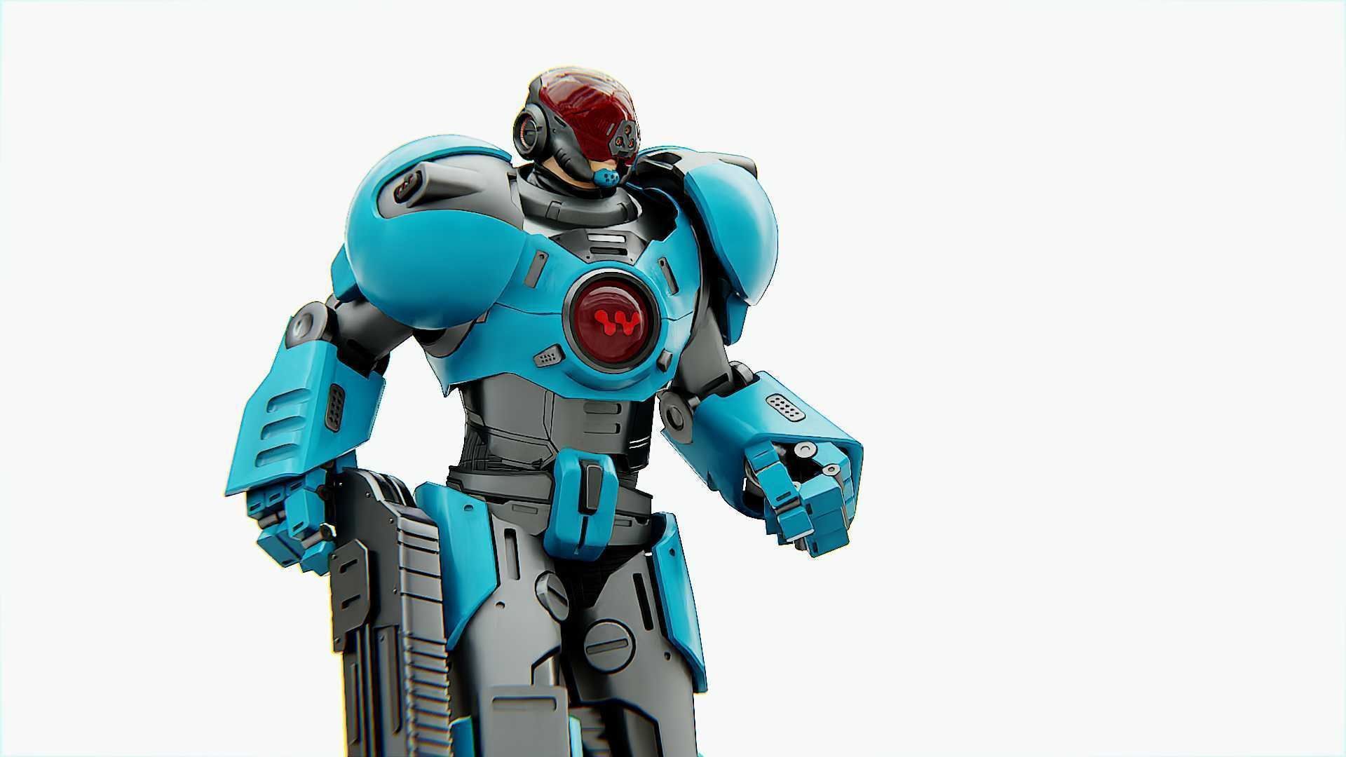 CYBER COP X-3000 Rigged for Unreal Engine - Unity - MIXAMO  3D model_26