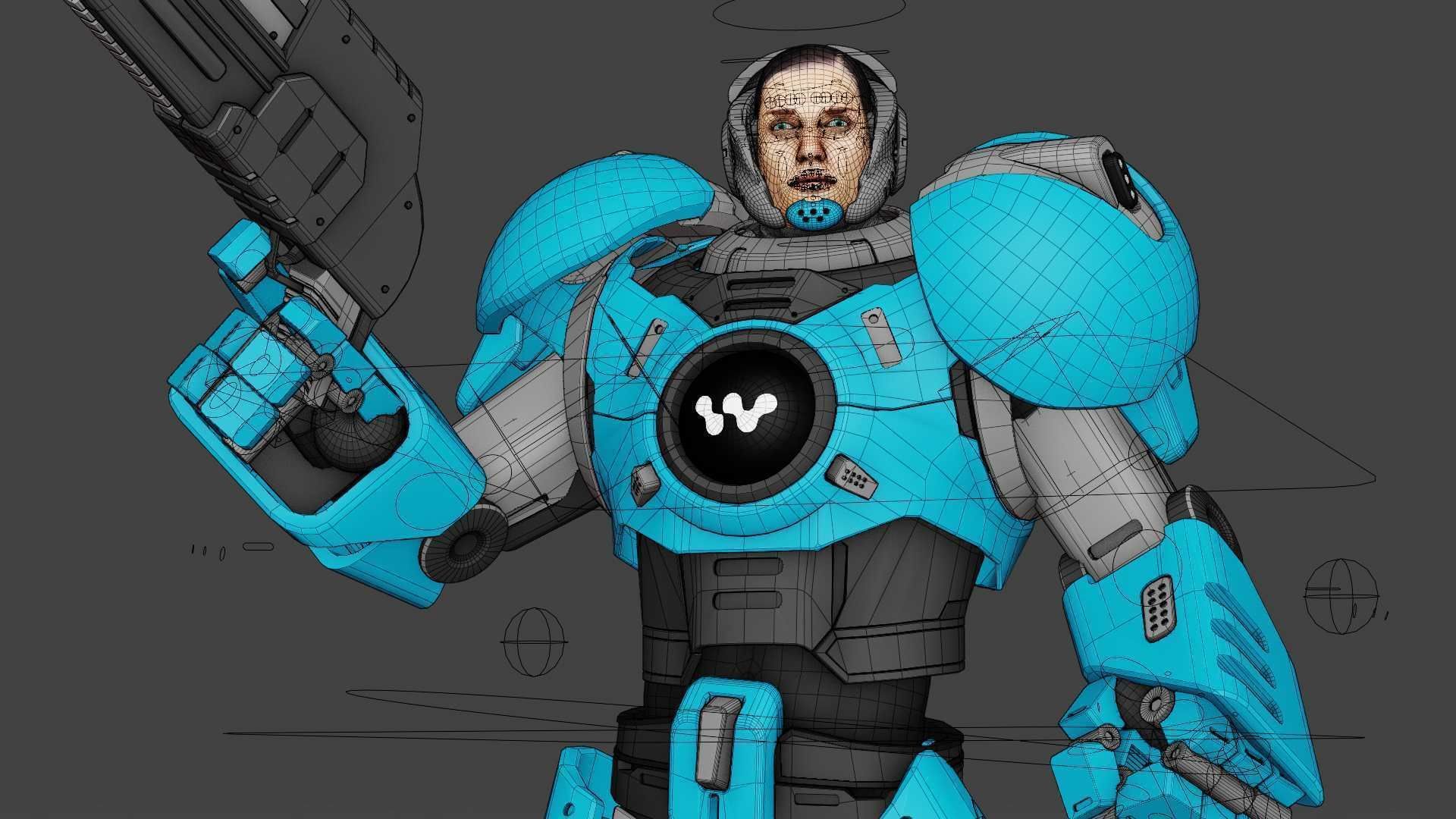 CYBER COP X-3000 Rigged for Unreal Engine - Unity - MIXAMO  3D model_38