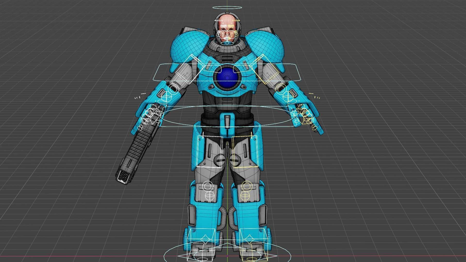 CYBER COP X-3000 Rigged for Unreal Engine - Unity - MIXAMO  3D model_39