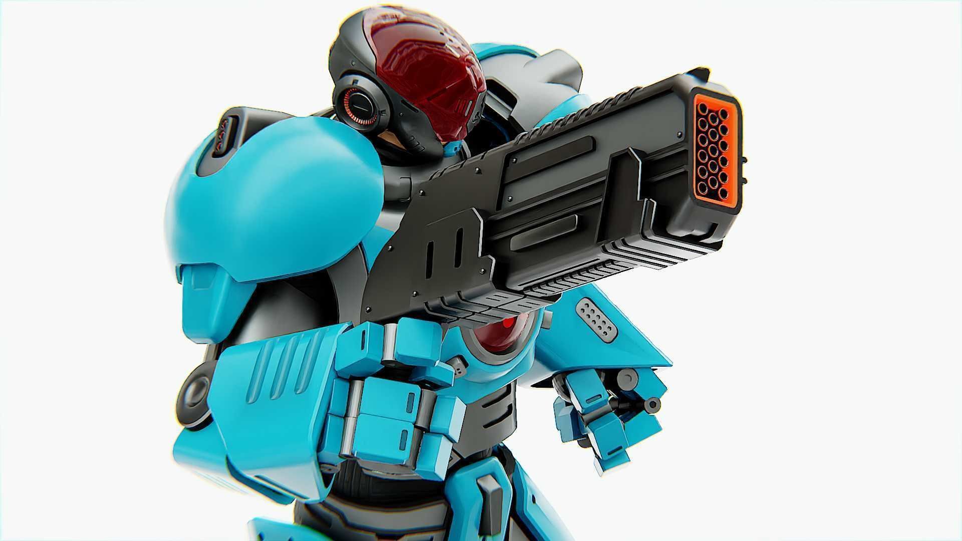 CYBER COP X-3000 Rigged for Unreal Engine - Unity - MIXAMO  3D model_16