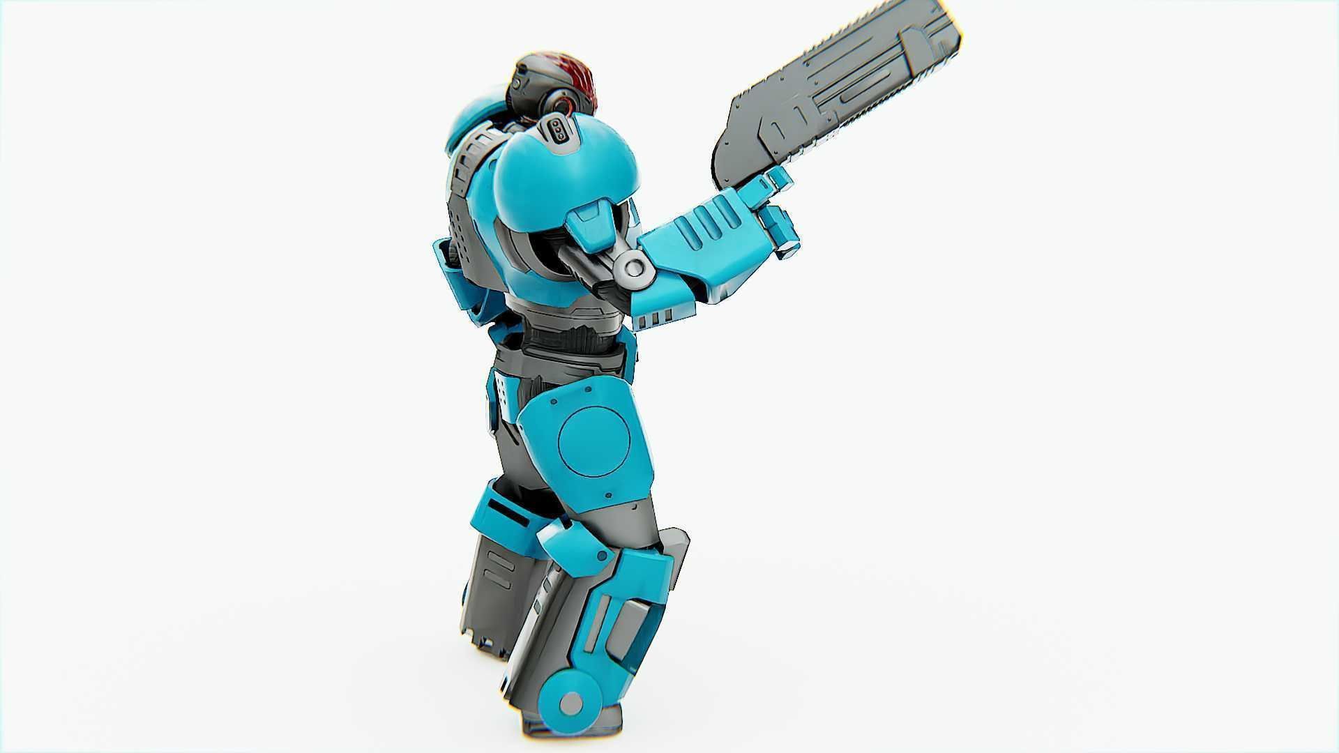 CYBER COP X-3000 Rigged for Unreal Engine - Unity - MIXAMO  3D model_9