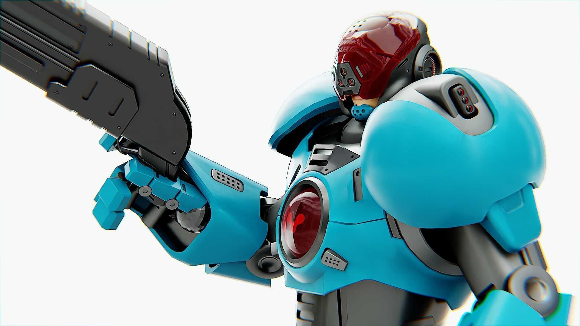 CYBER COP X-3000 Rigged for Unreal Engine - Unity - MIXAMO  3D model_14