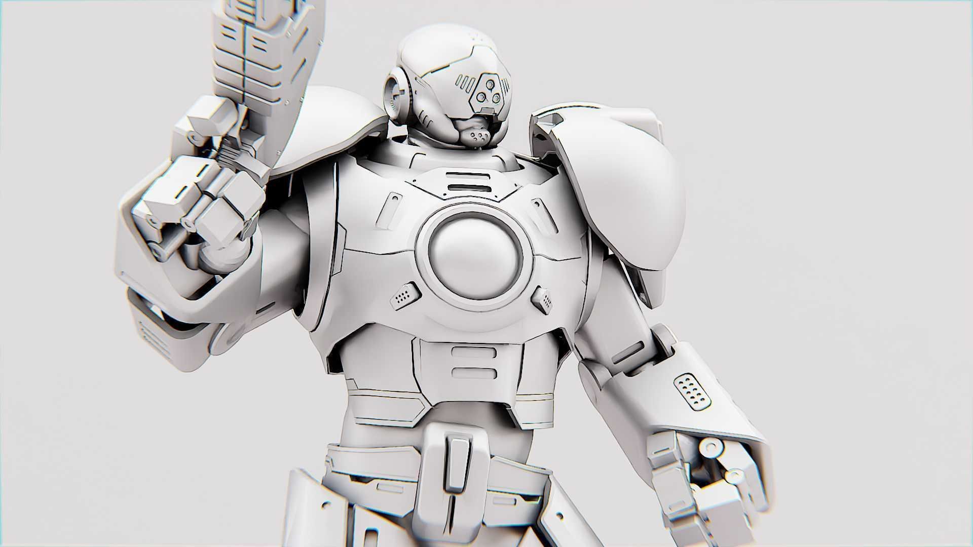 CYBER COP X-3000 Rigged for Unreal Engine - Unity - MIXAMO  3D model_32