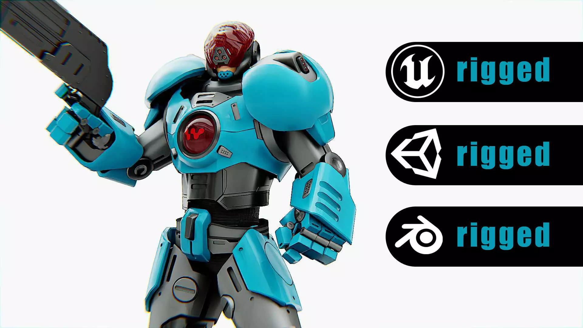 CYBER COP X-3000 Rigged for Unreal Engine - Unity - MIXAMO  3D model_0