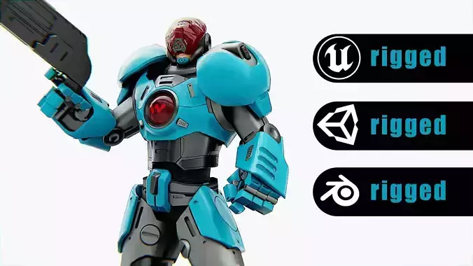 CYBER COP X-3000 Rigged for Unreal Engine - Unity - MIXAMO 