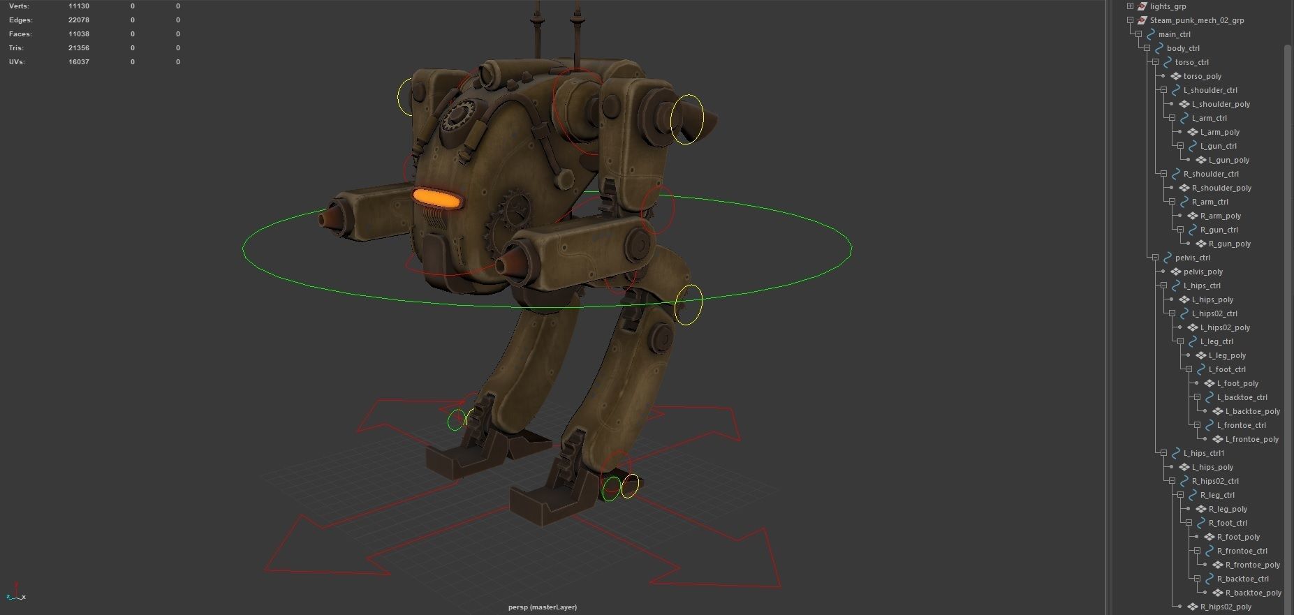 Steampunk mech Low-poly 3D model_3