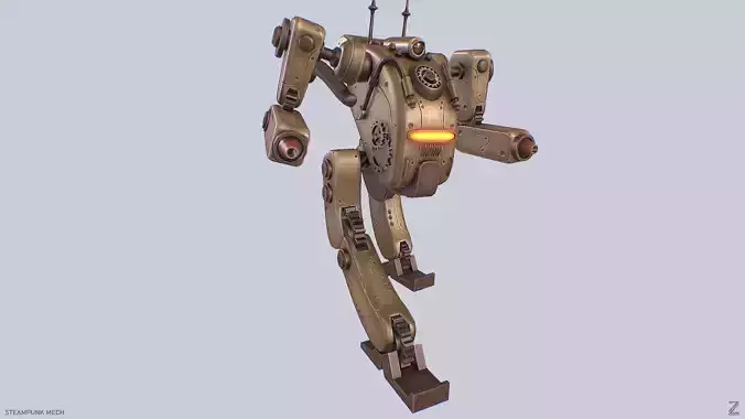 Steampunk mech Low-poly 3D model
