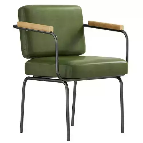 Industrial Vintage Green Faux Leather Dining Chair by Homary