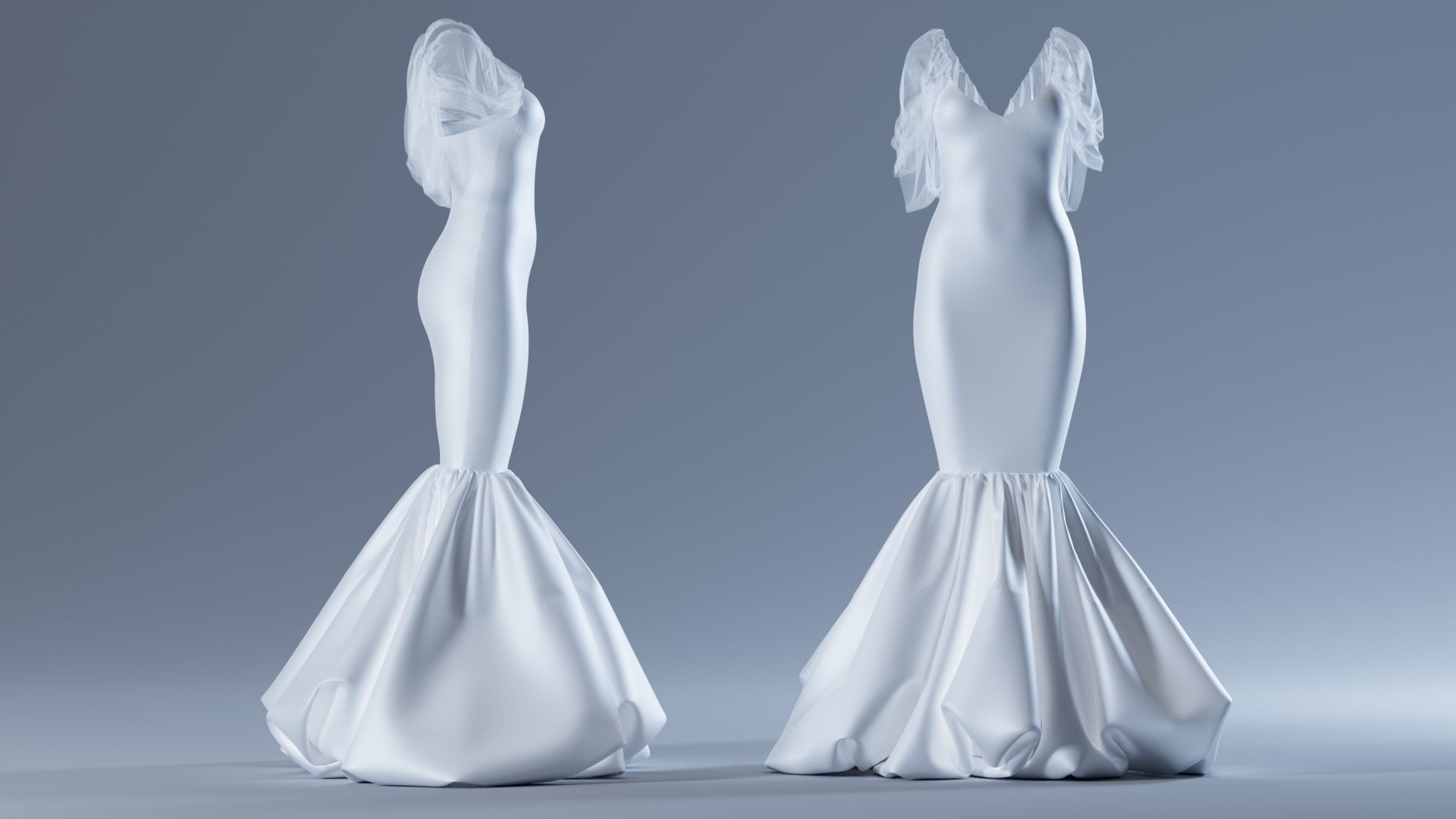 Wedding Dress Fitted to Gen8 Body Mesh 3D model_4