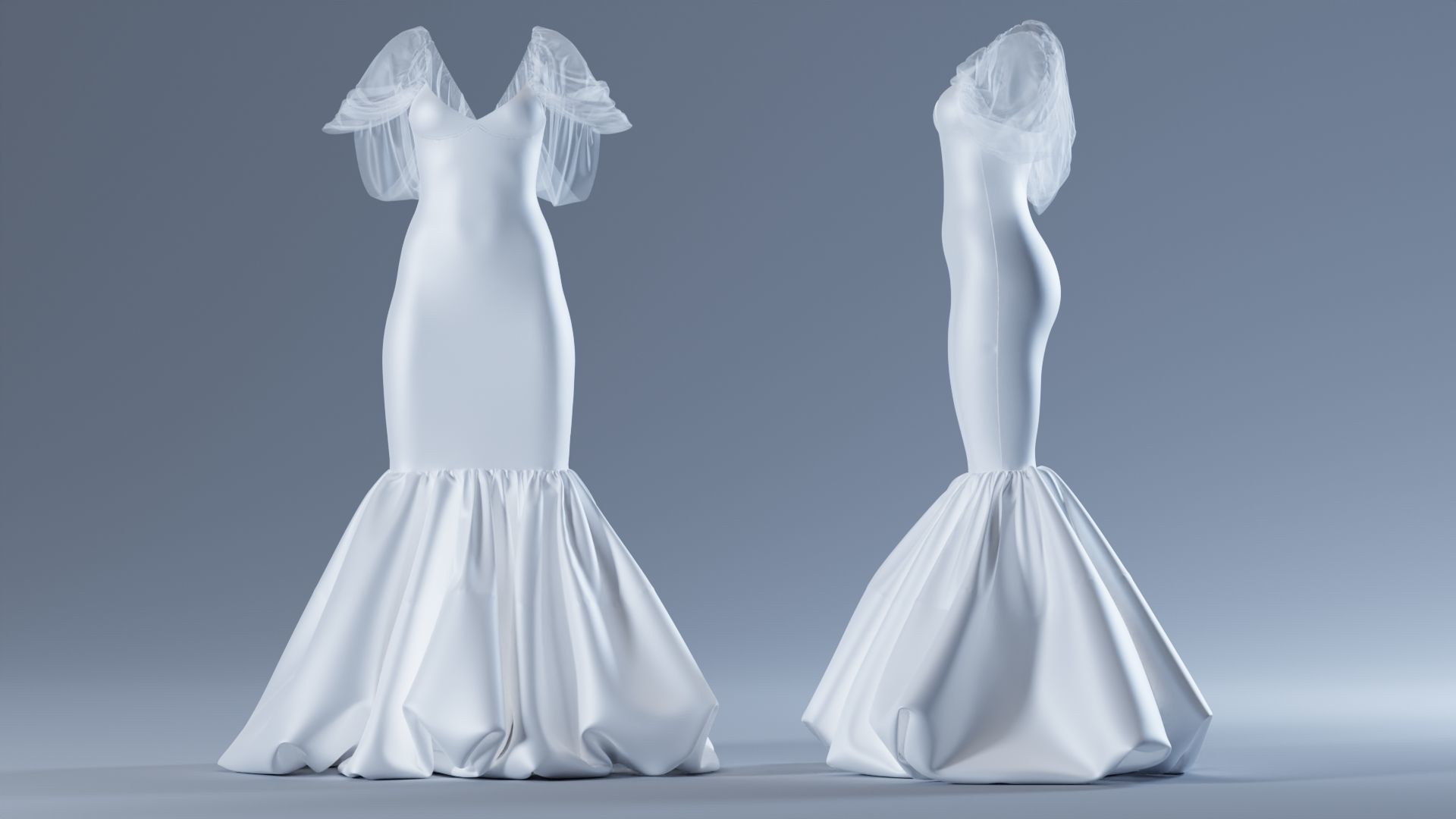 Wedding Dress Fitted to Gen8 Body Mesh 3D model_1