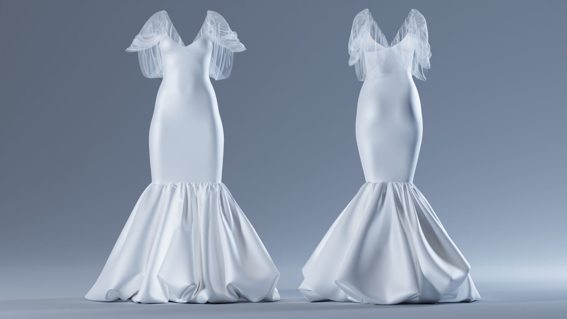 Wedding Dress Fitted to Gen8 Body Mesh 3D model_2