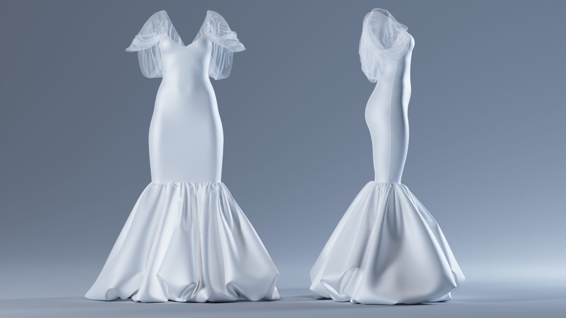 Wedding Dress Fitted to Gen8 Body Mesh 3D model_3