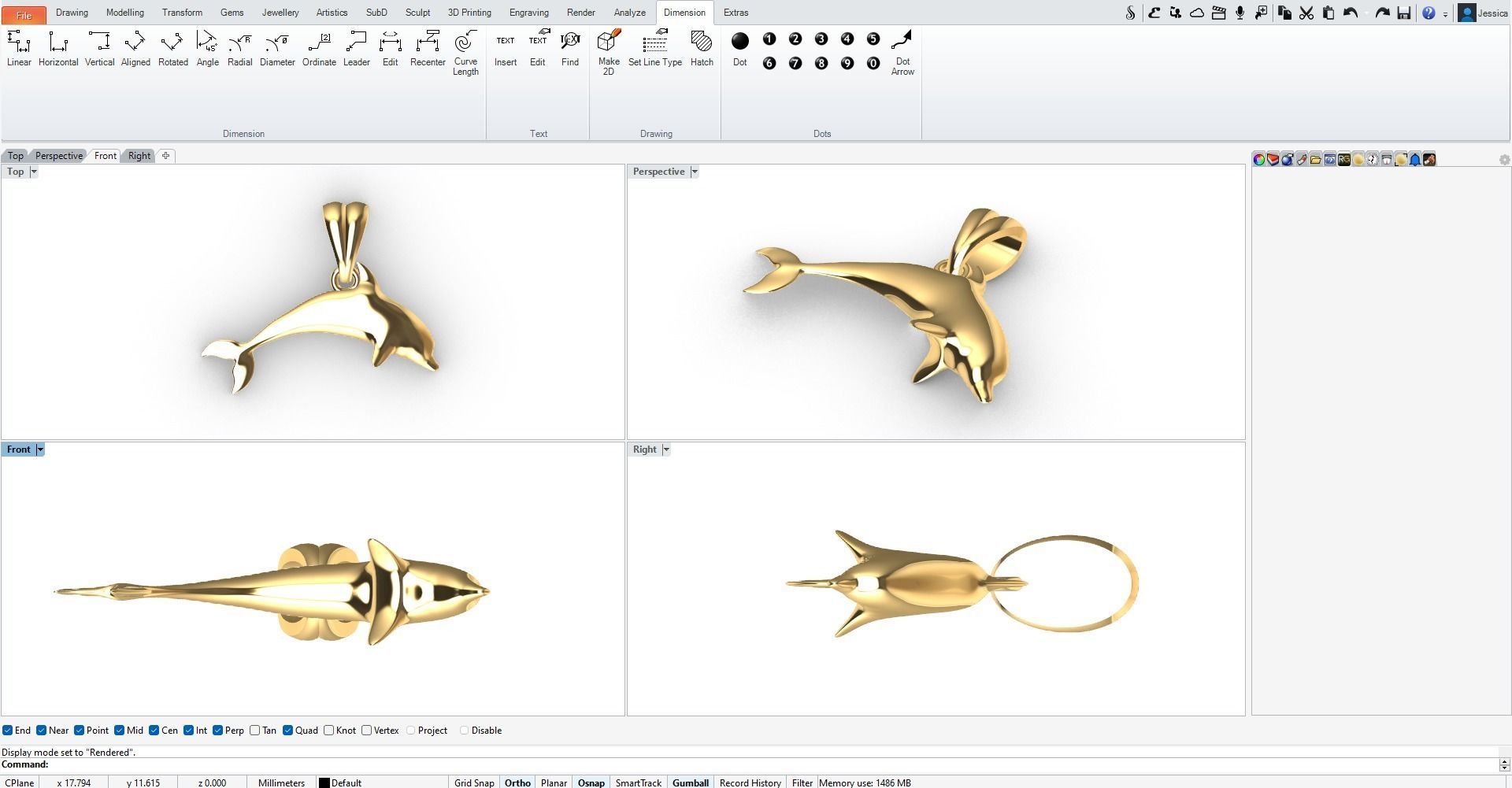 Dolphin Pendant 3D print model_4