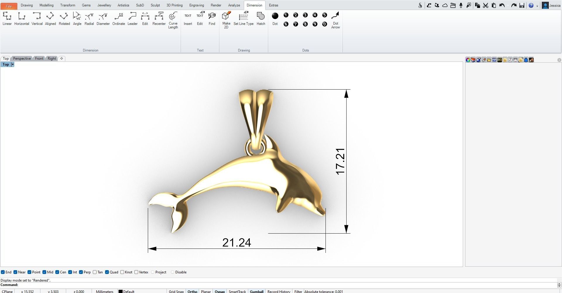 Dolphin Pendant 3D print model_3