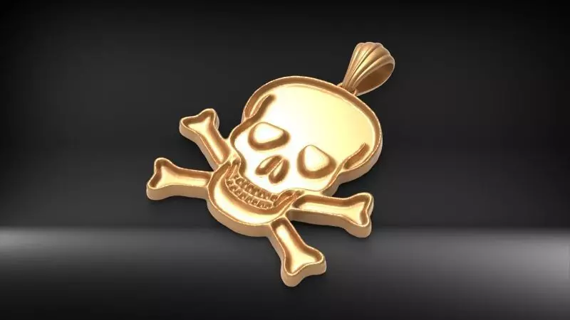 Skull and Bones Pendant necklace charm jewelry 3D print model