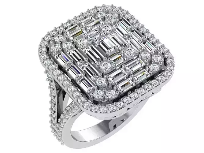 Split Shank Square Halo Ring 4595