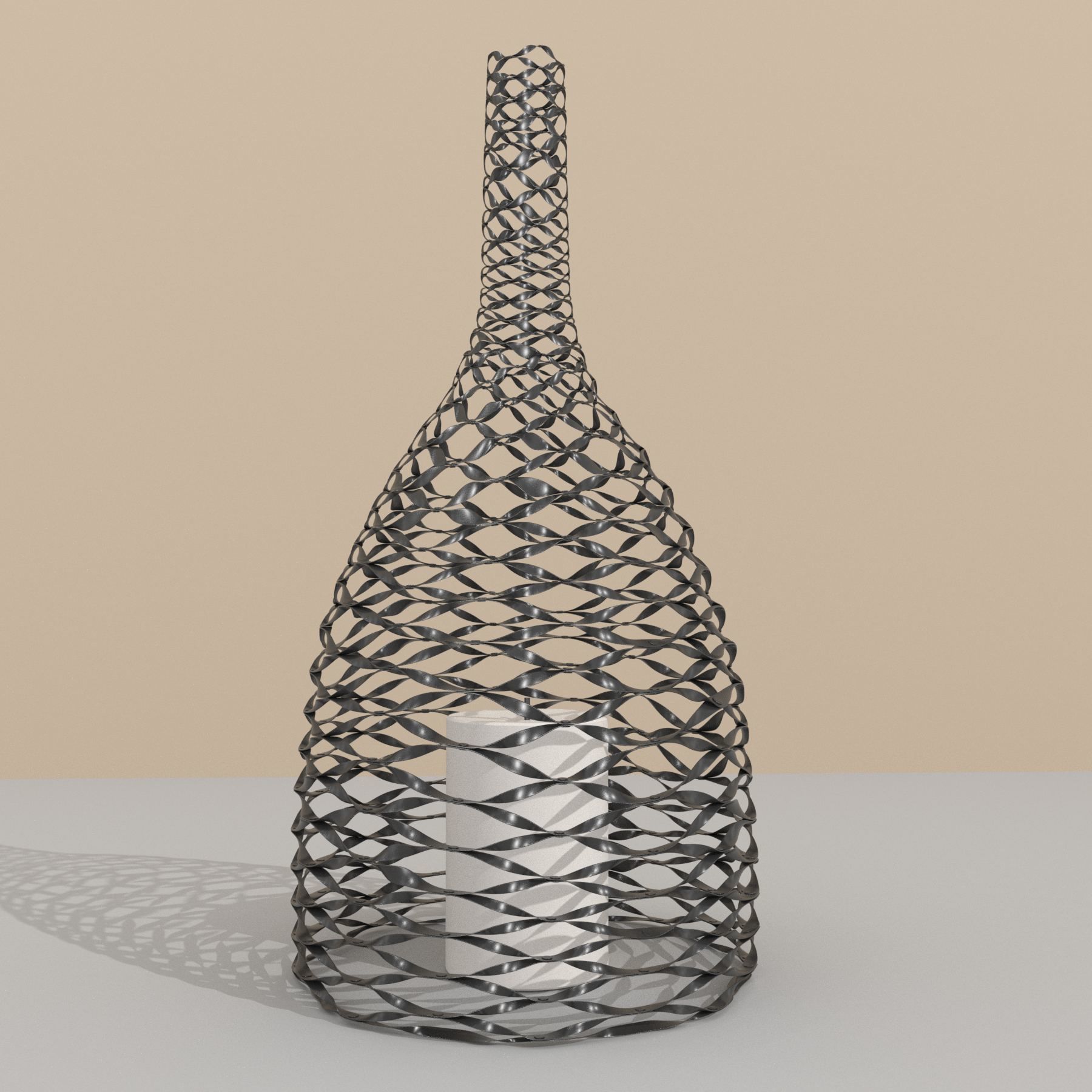 Rattan Lampshade Candle Shade Jar 3D model_1