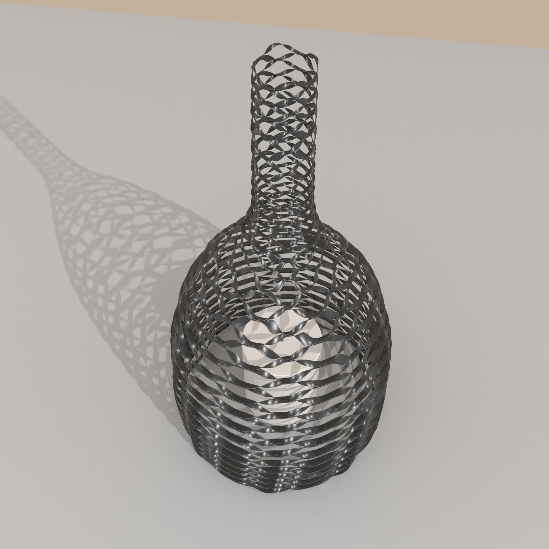 Rattan Lampshade Candle Shade Jar 3D model_2
