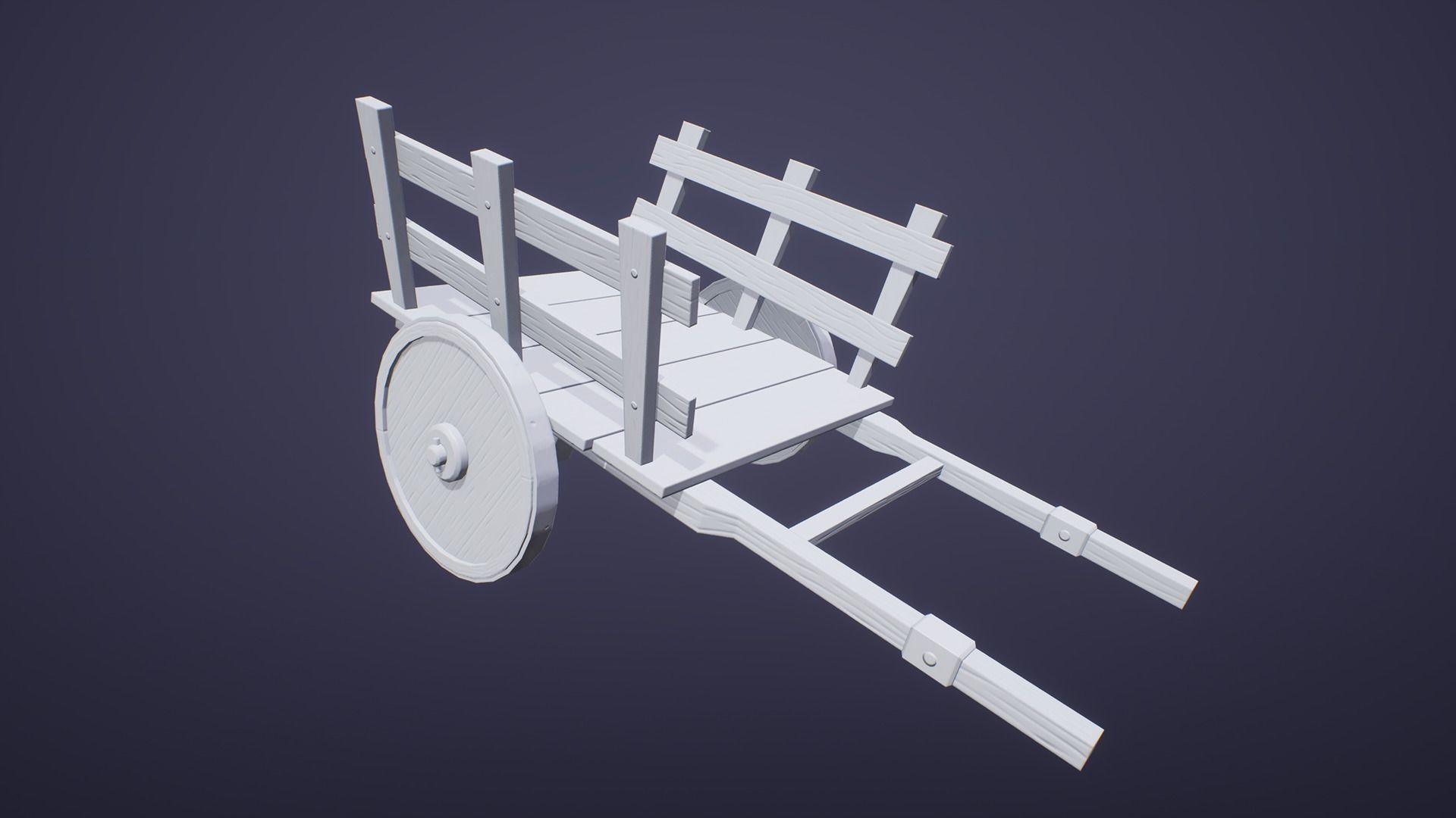 Stylized Wooden Wagon Low-poly 3D model_5