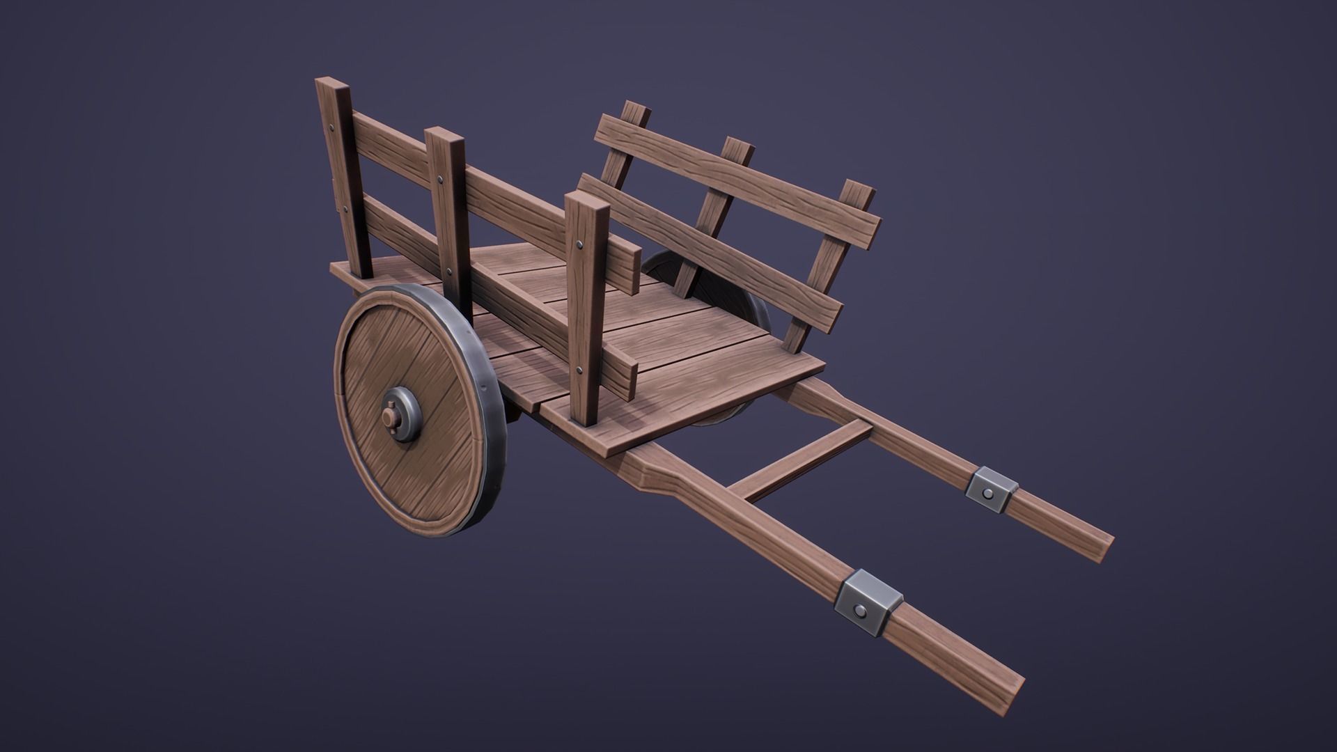 Stylized Wooden Wagon Low-poly 3D model_1